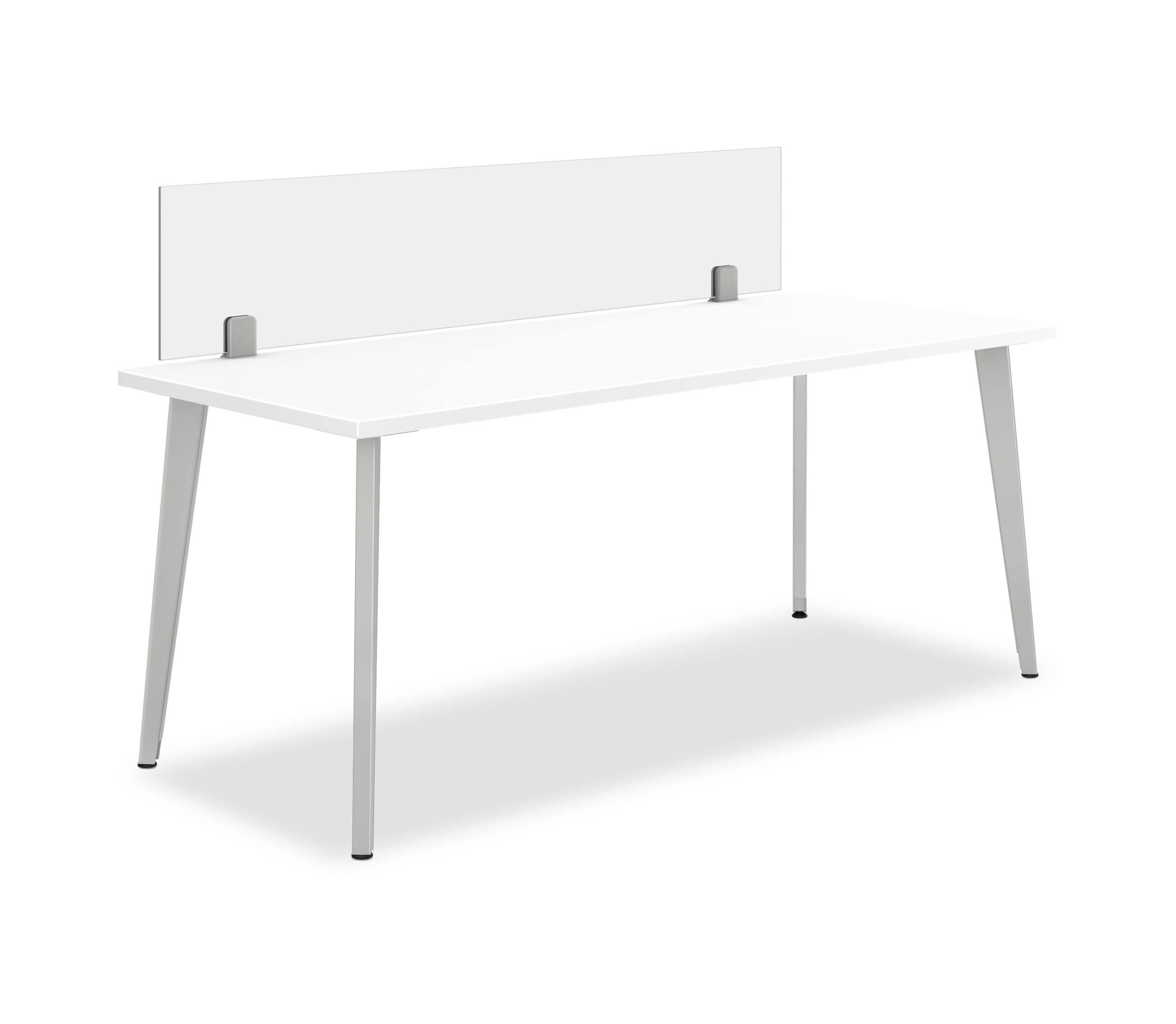 Glass Side Mount Universal Screens shown on Voi Desking