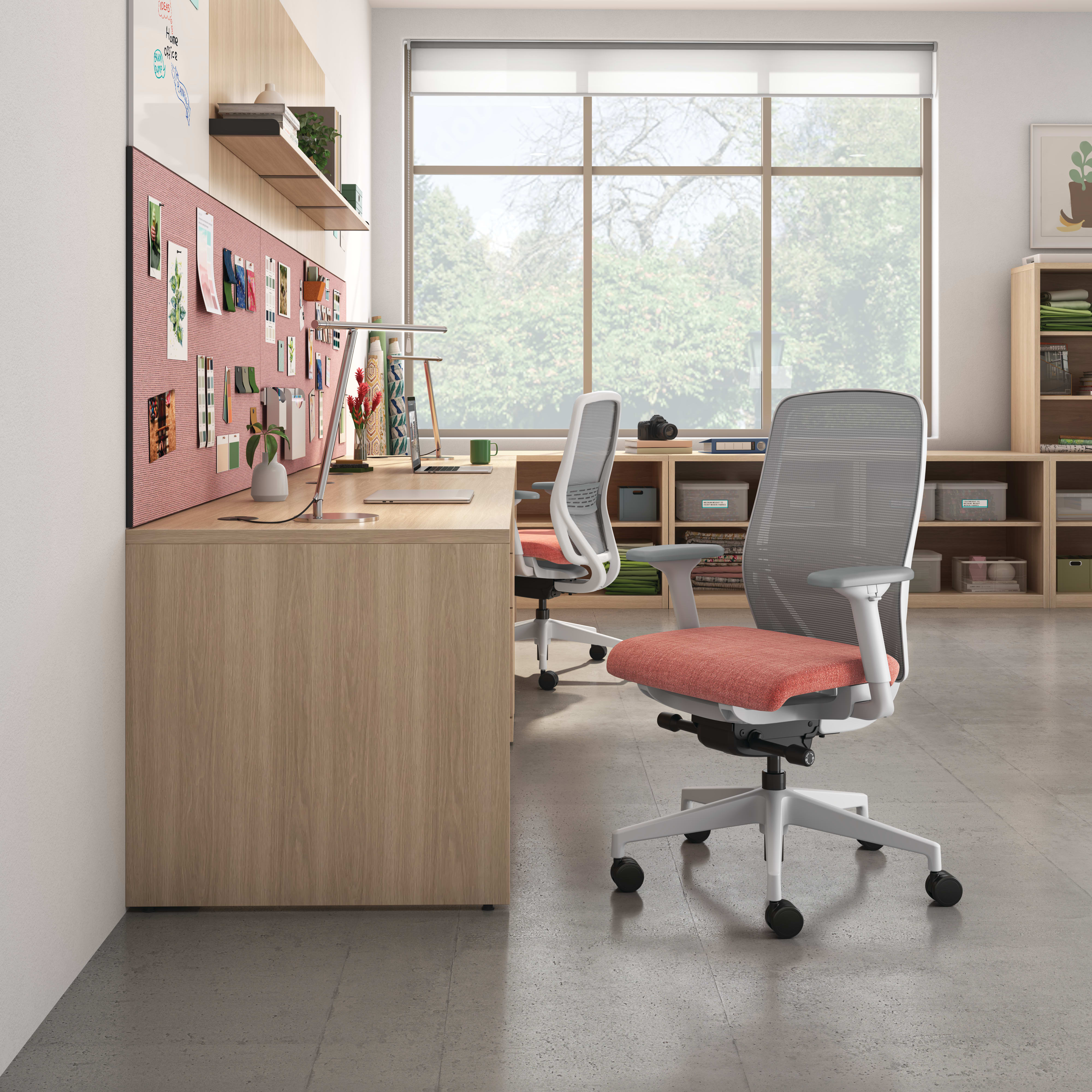 A designer's space featuring Nucleus task chairs and stools featuring 10500 Series storage.