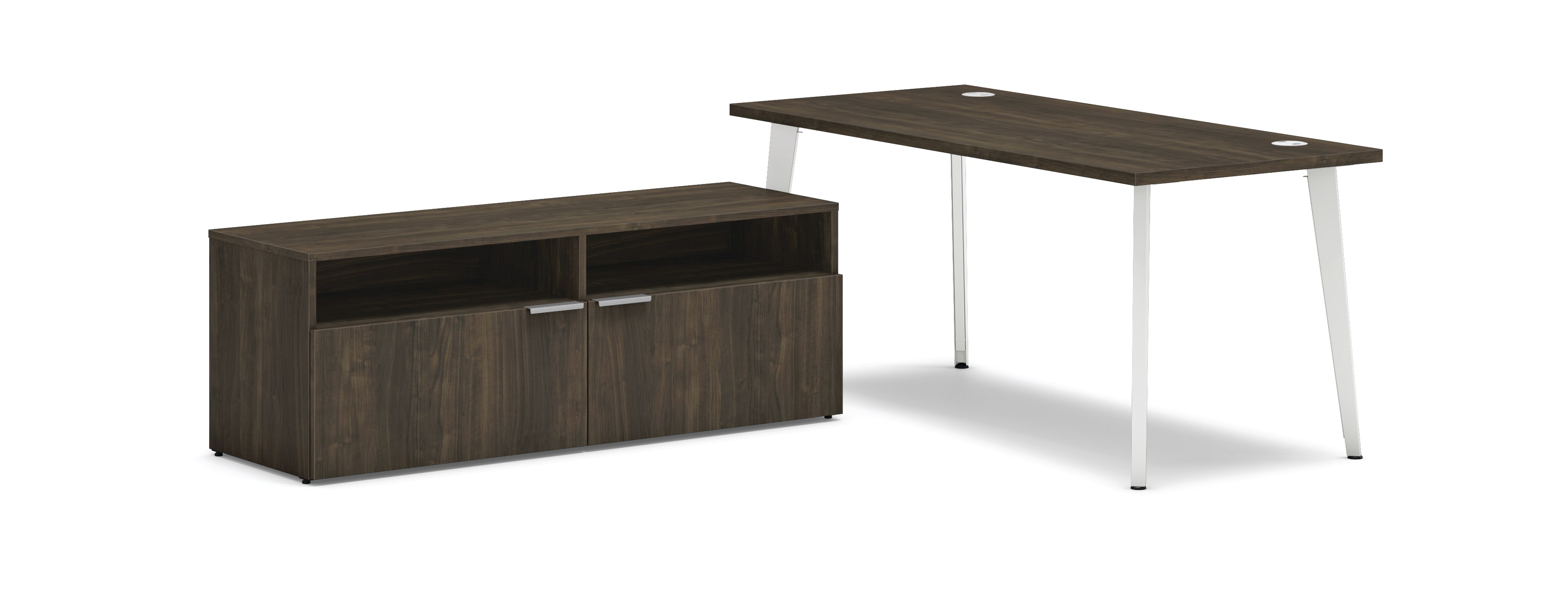 Voi l-station in Florence Walnut laminate