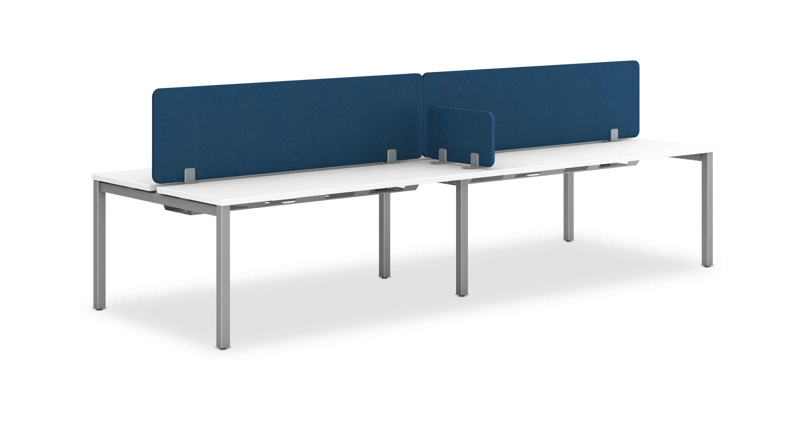 Fabric Empower and Sit-on-Surface Universal Screens shown with static Empower benching.