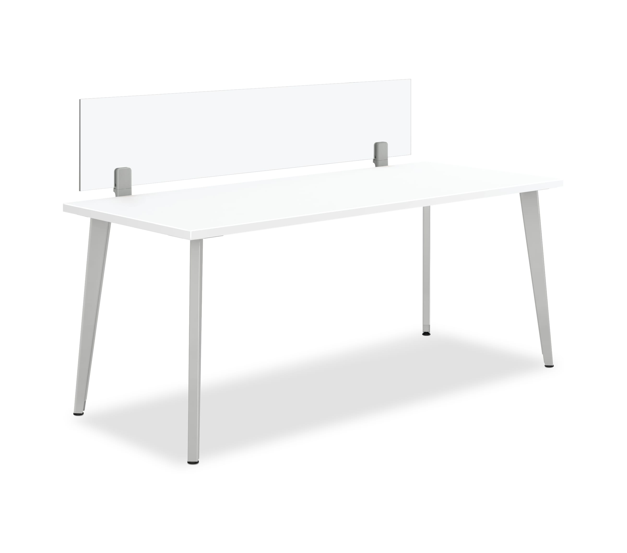 Glass Up Mount Universal Screens shown on Voi Desking