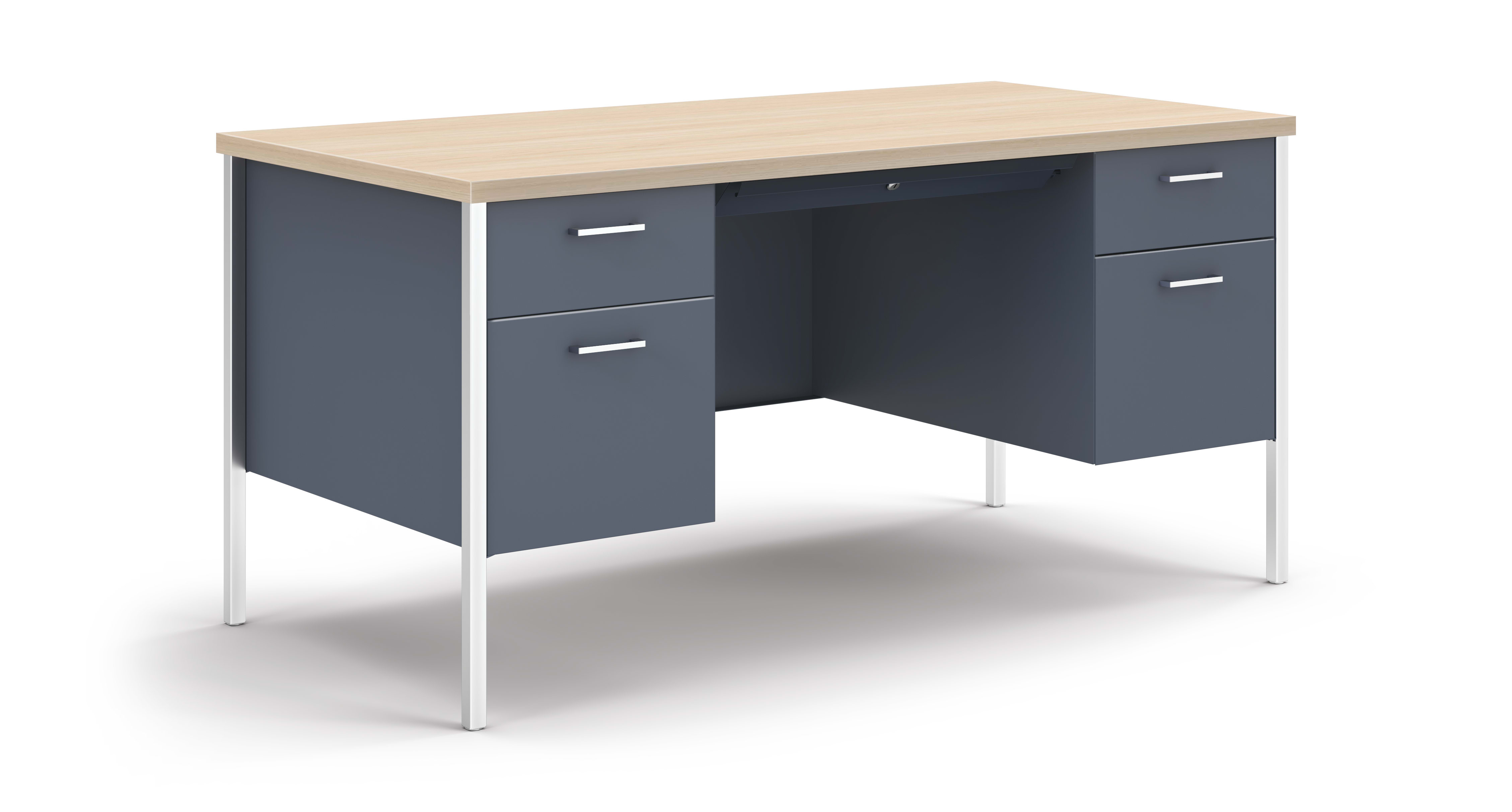 34000 Series teacher's desk in Field Elm Laminate and Harbor Paint