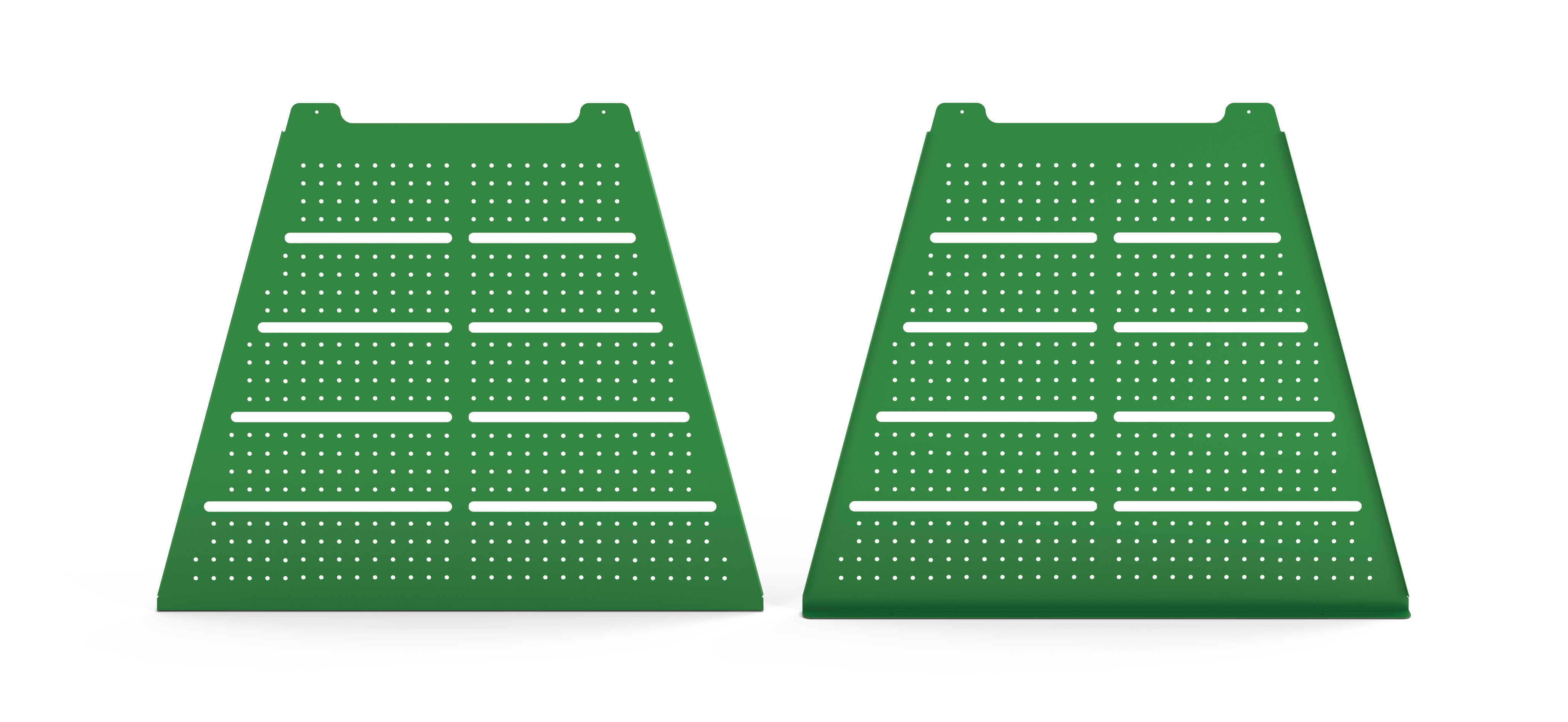Front View of Green Slotted Pegboard End Panels