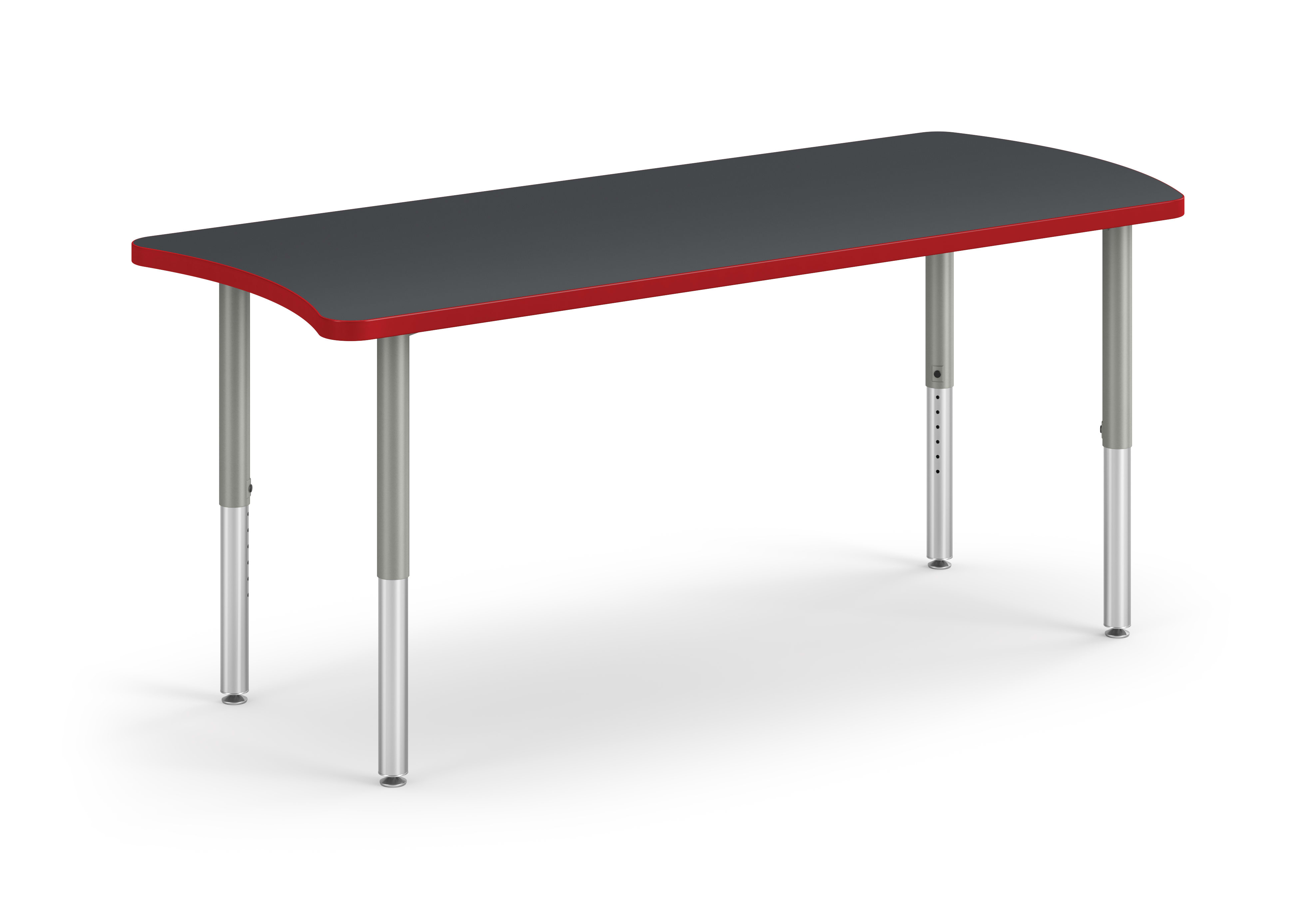 Right 3/4 View of Charcoal Dart Build Table with Red Edge Band