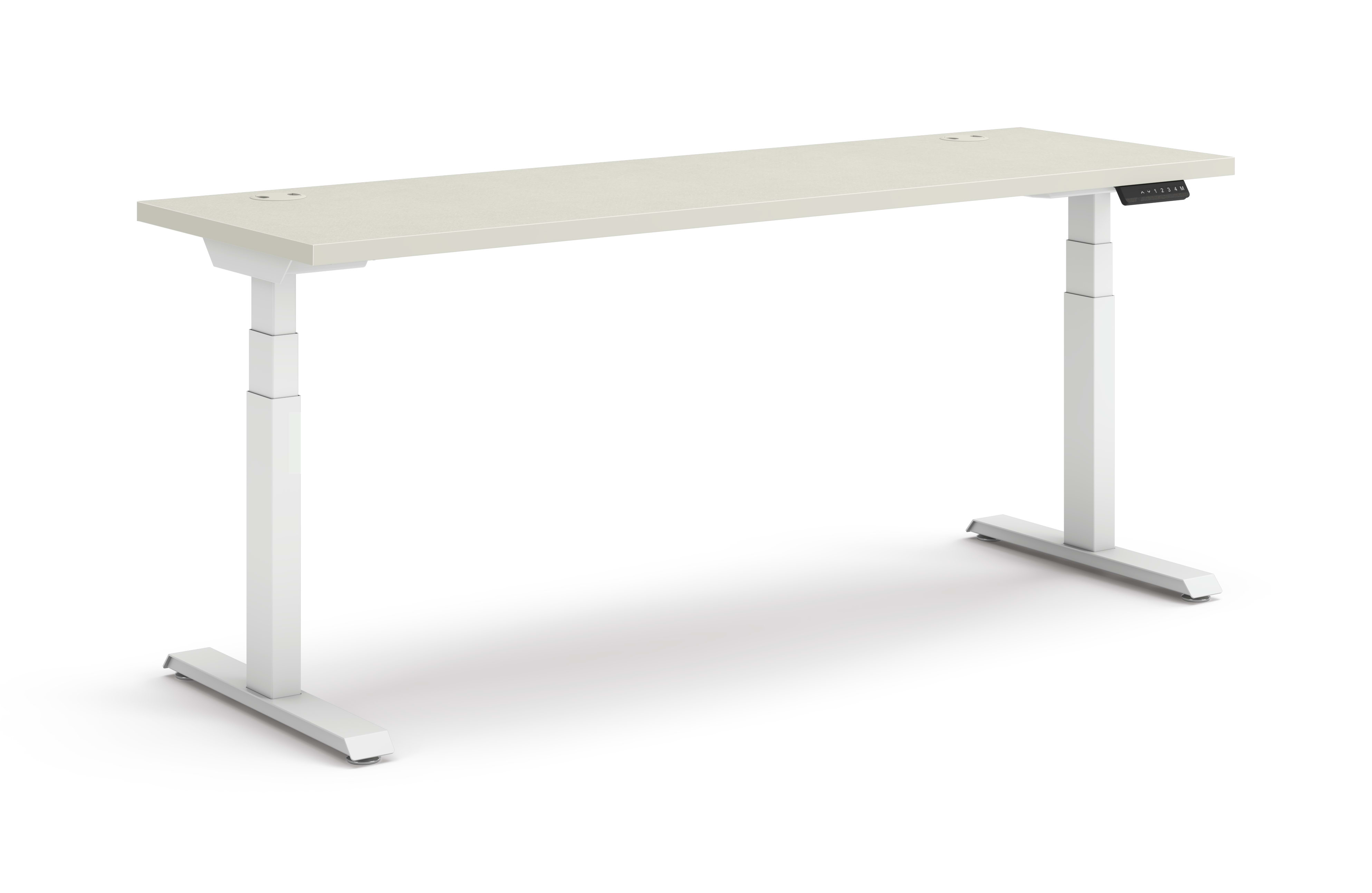 Coordinate Height Adjustable Table in Silver Mesh Top and White Base
