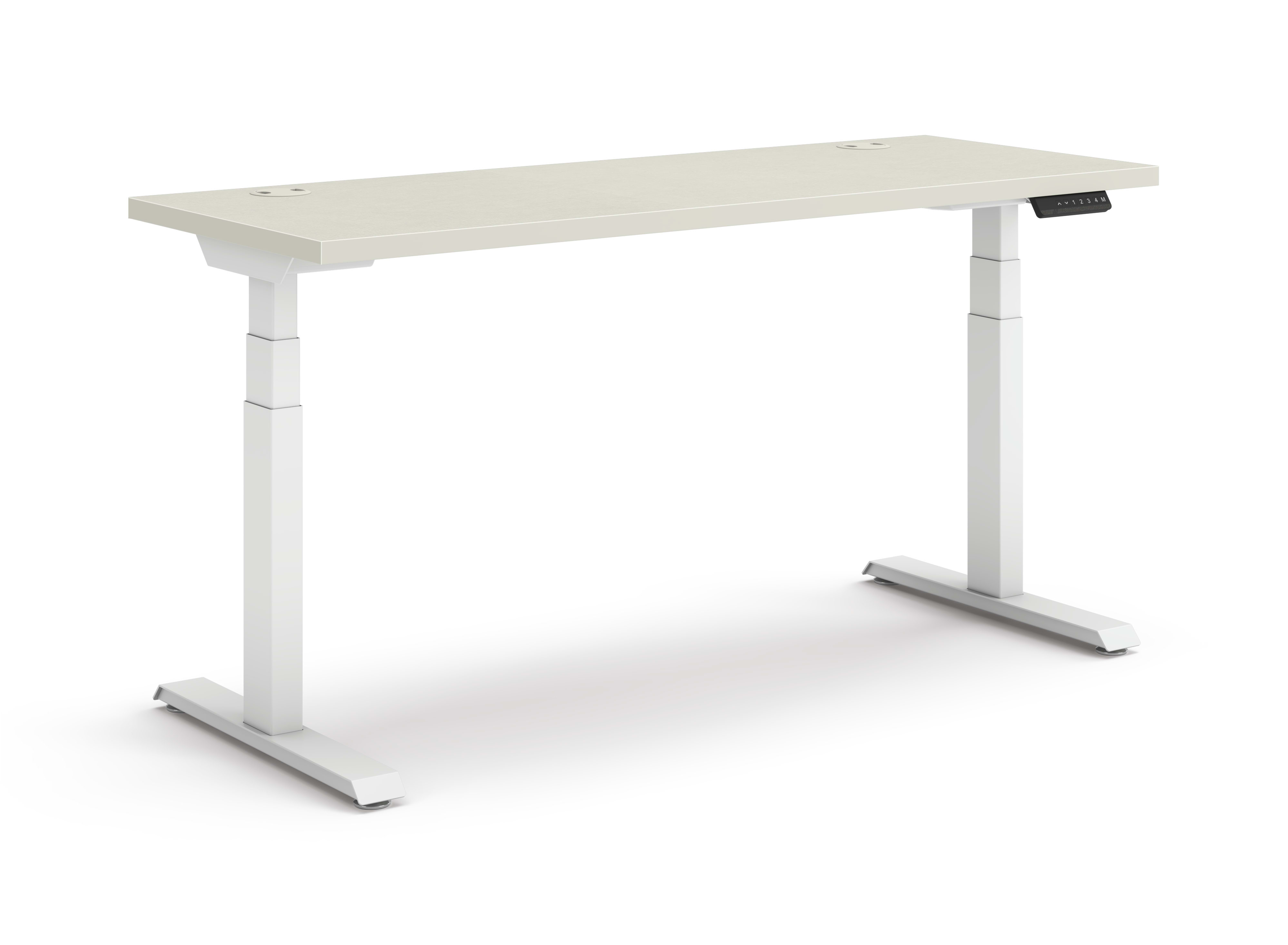 Coordinate Height Adjustable Table in Silver Mesh Top and White Base