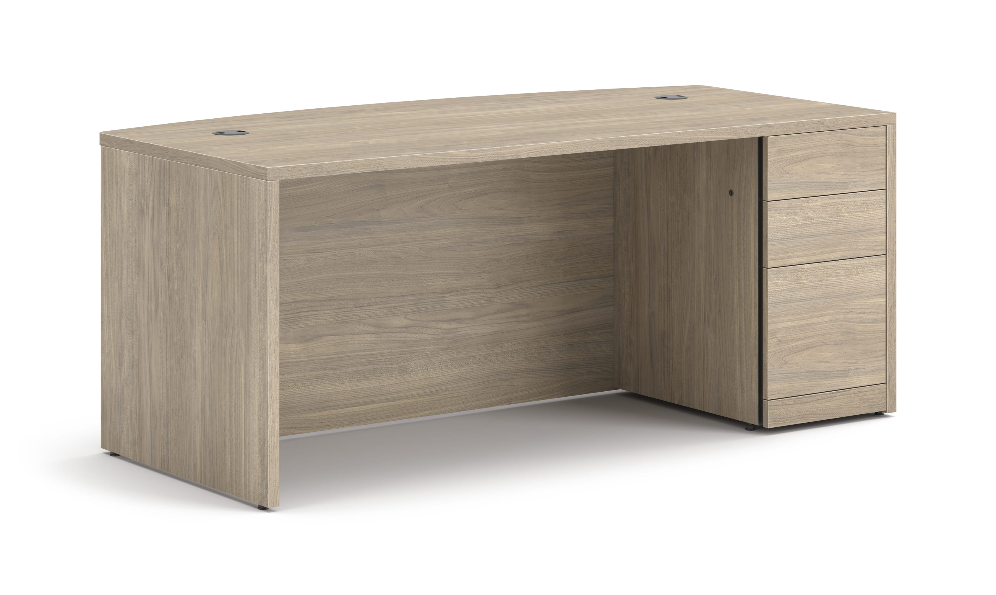 10500 Series single full pedestal desk with bow top