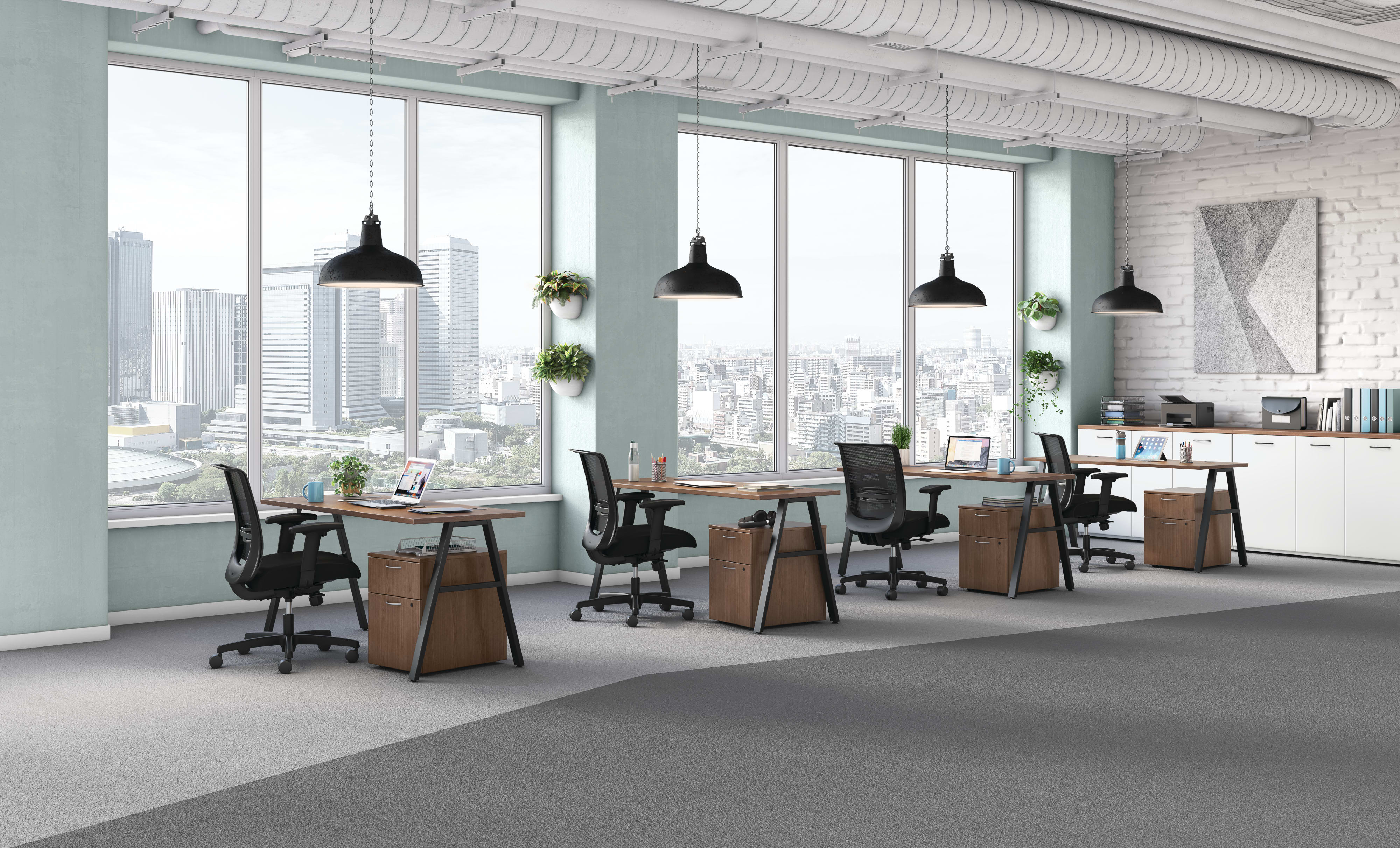 Mod desks and storage with Convergence seating.