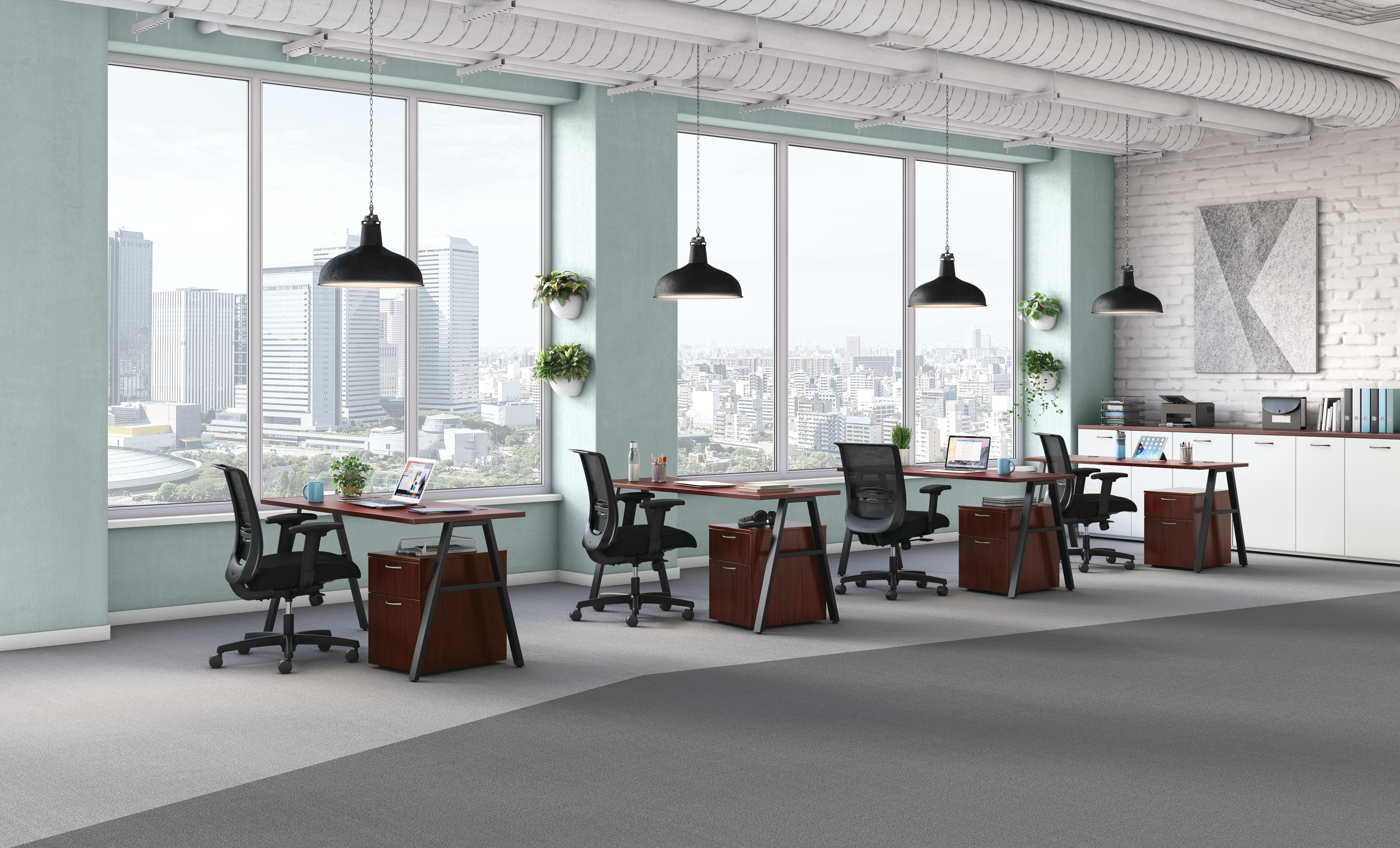 Mod desks and storage with Convergence seating.