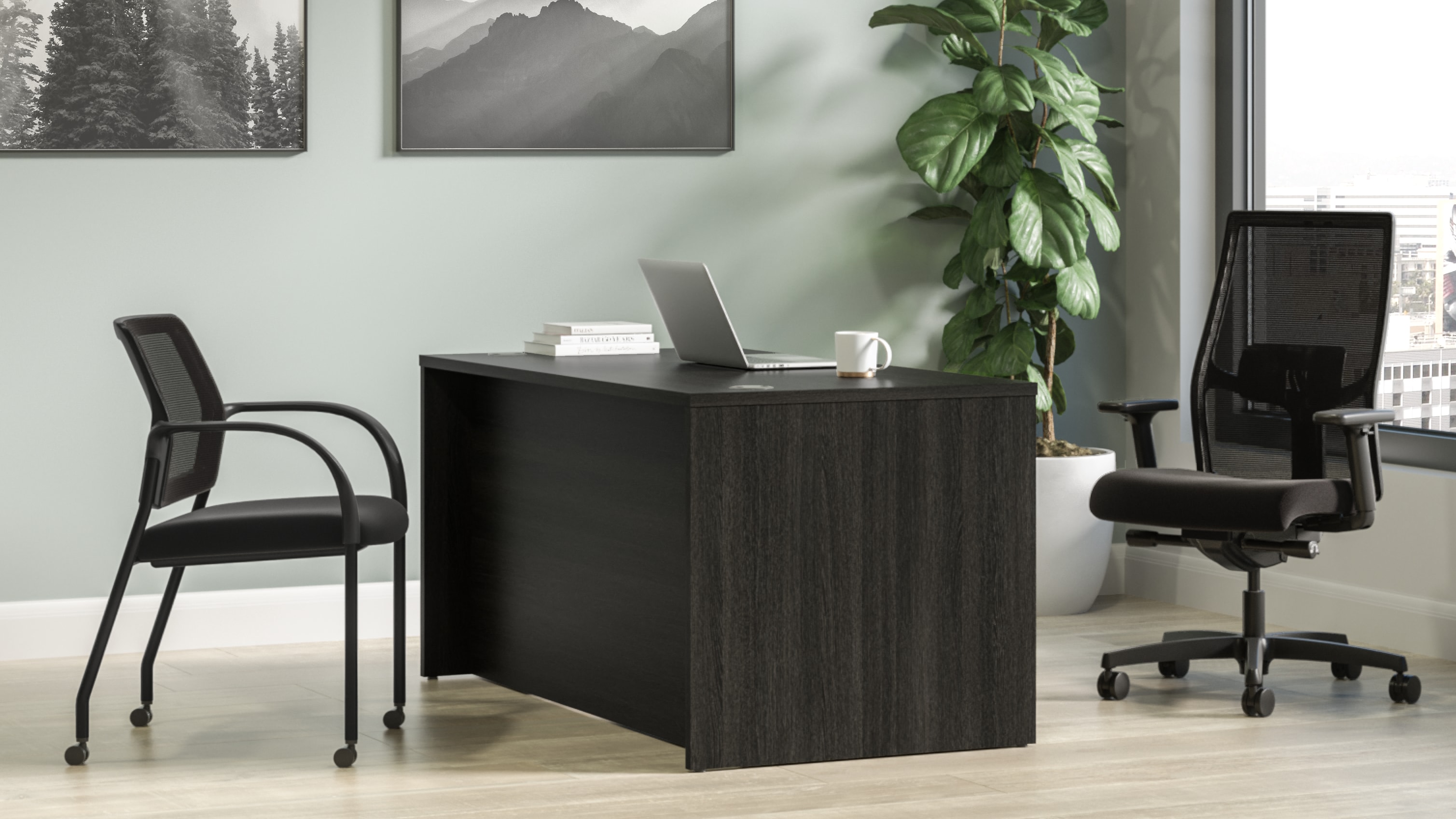 Mod desk in Slate Teak with Ignition seating