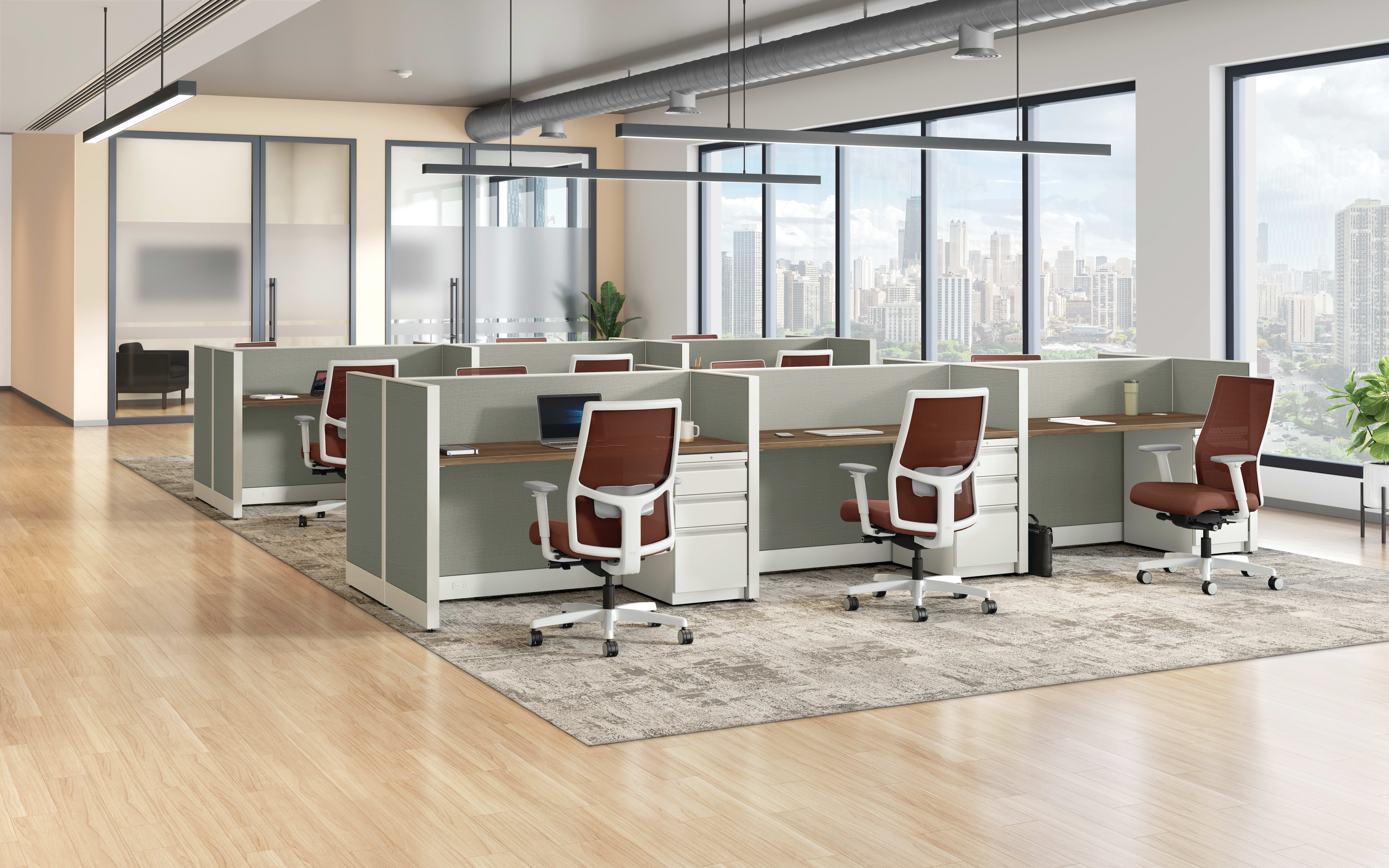 Cubicle workstations with Ignition task chairs