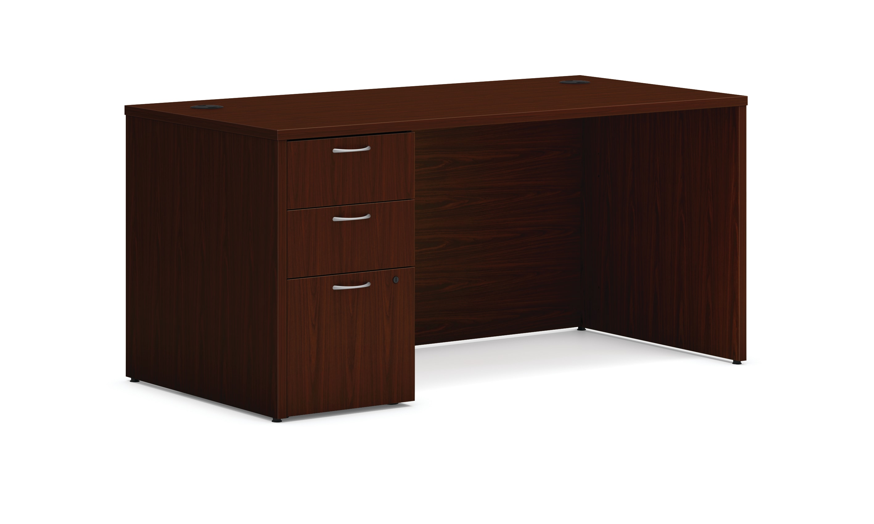 Mod single pedestal desk in Traditional Mahogany