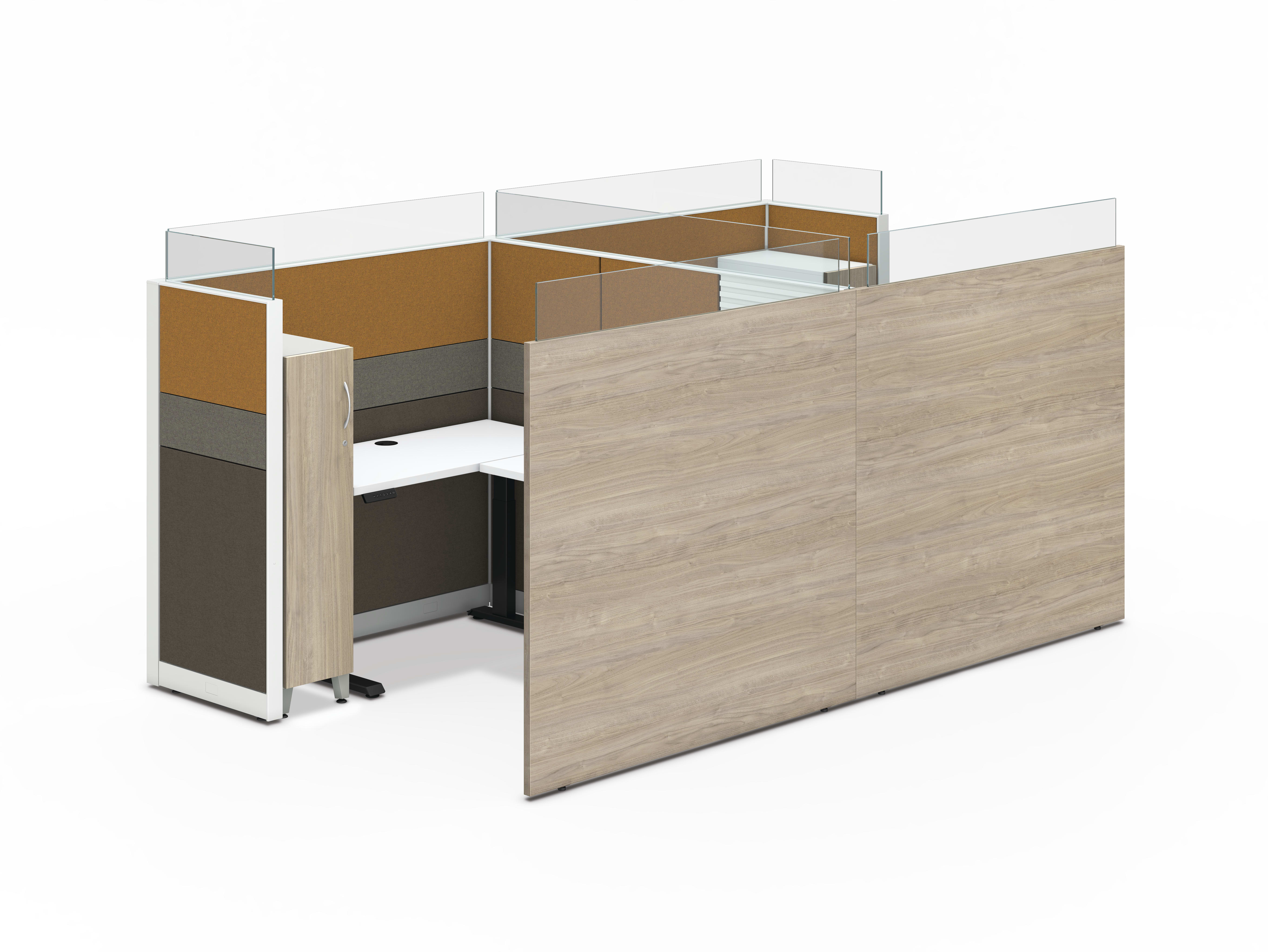 Abound 2-pack cubicle workstations with gallery panel wall