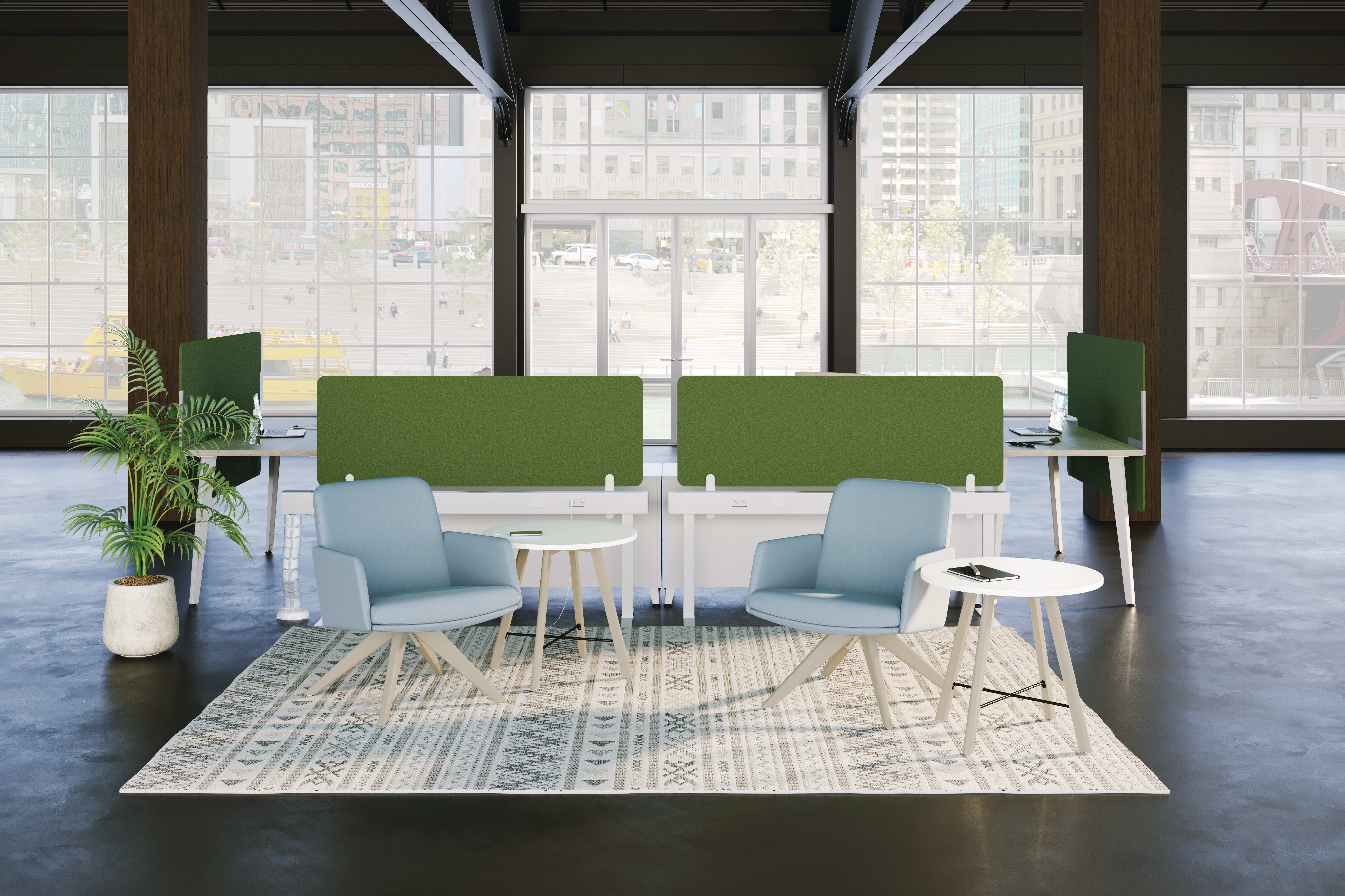 Universal PET Screens, Mav seating, Scramble tables, Gravitation beams and Voi desks.