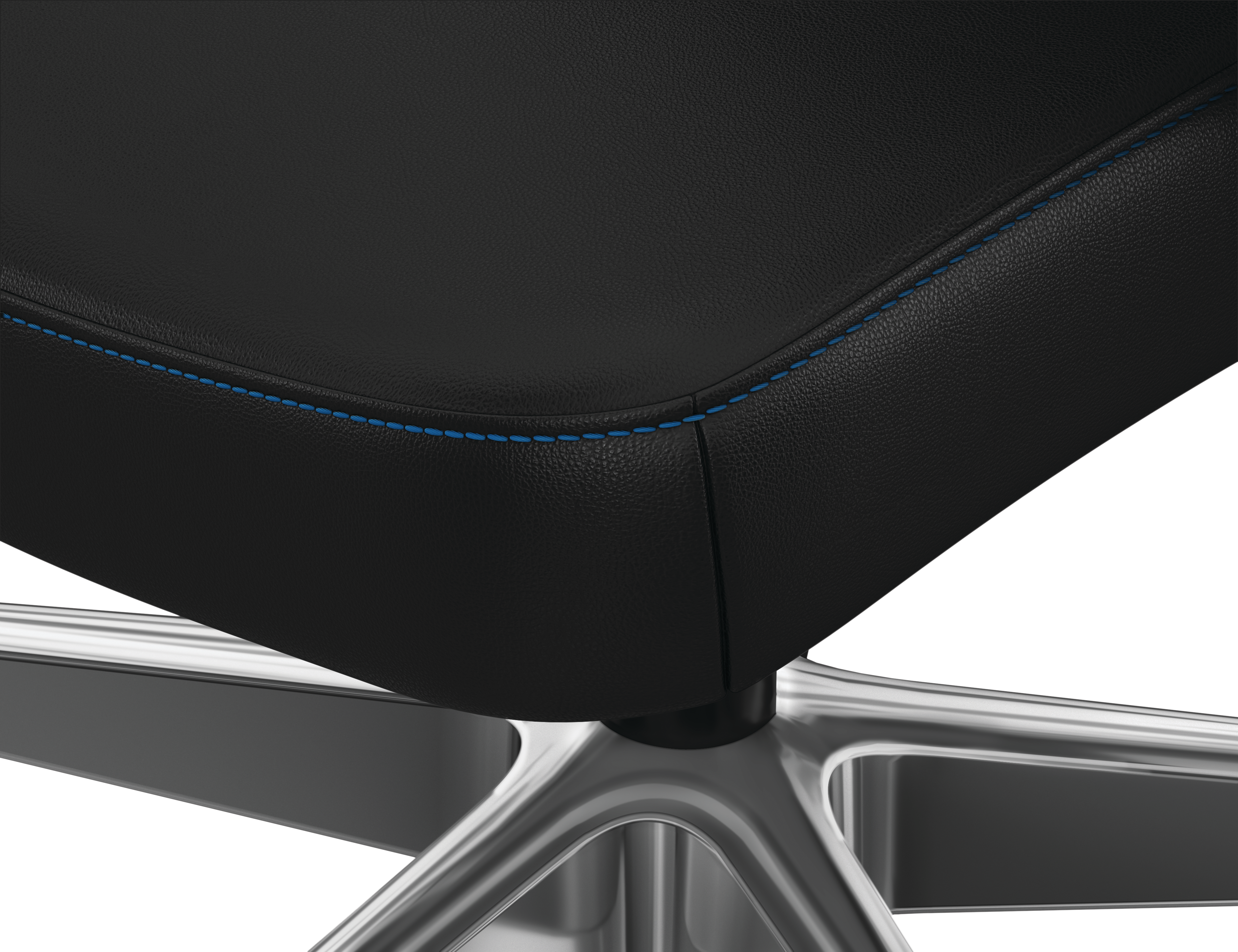 Cofi chair Blue seat stitch detail