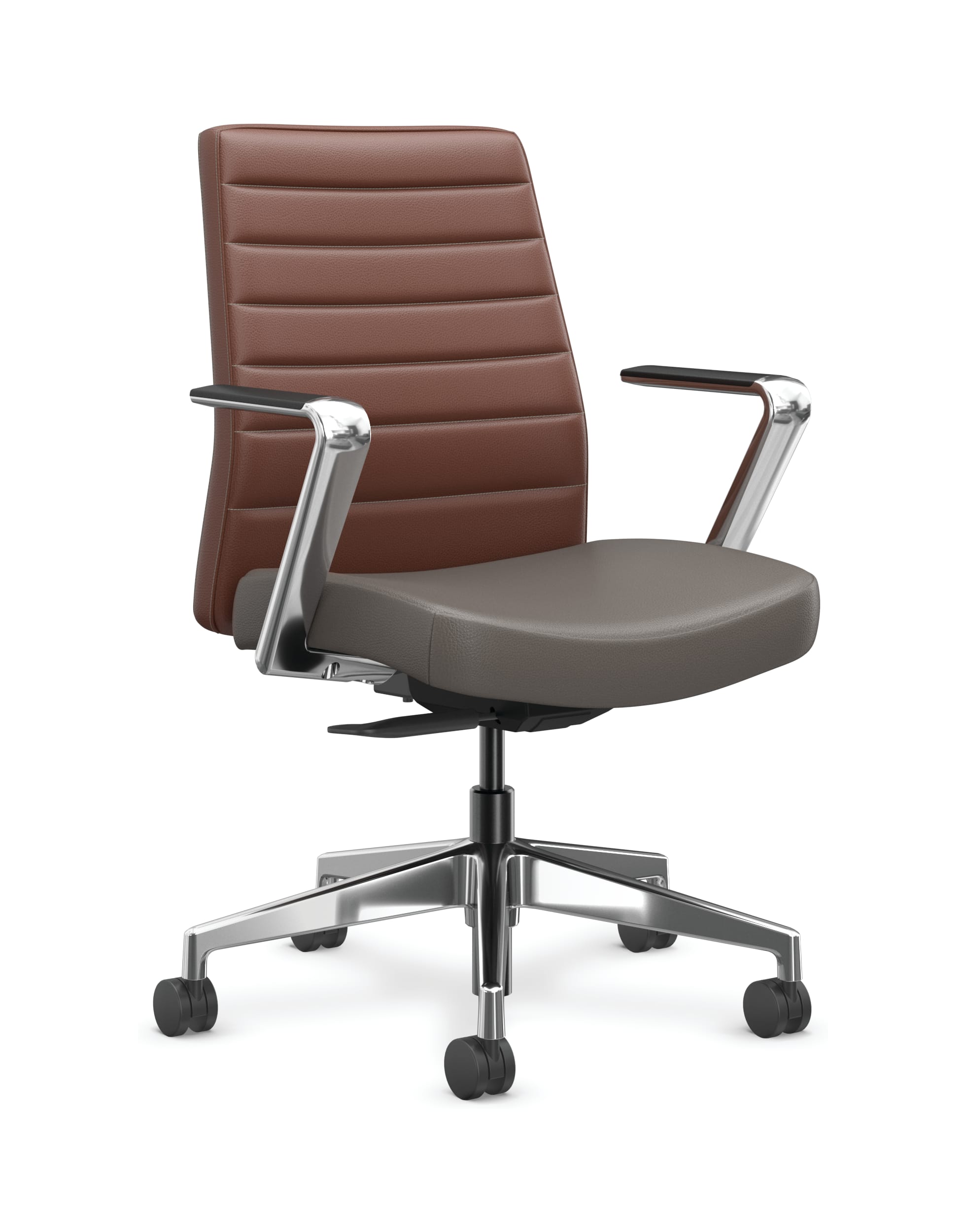 Cofi mangerial back chair with channel stitch shown in leather