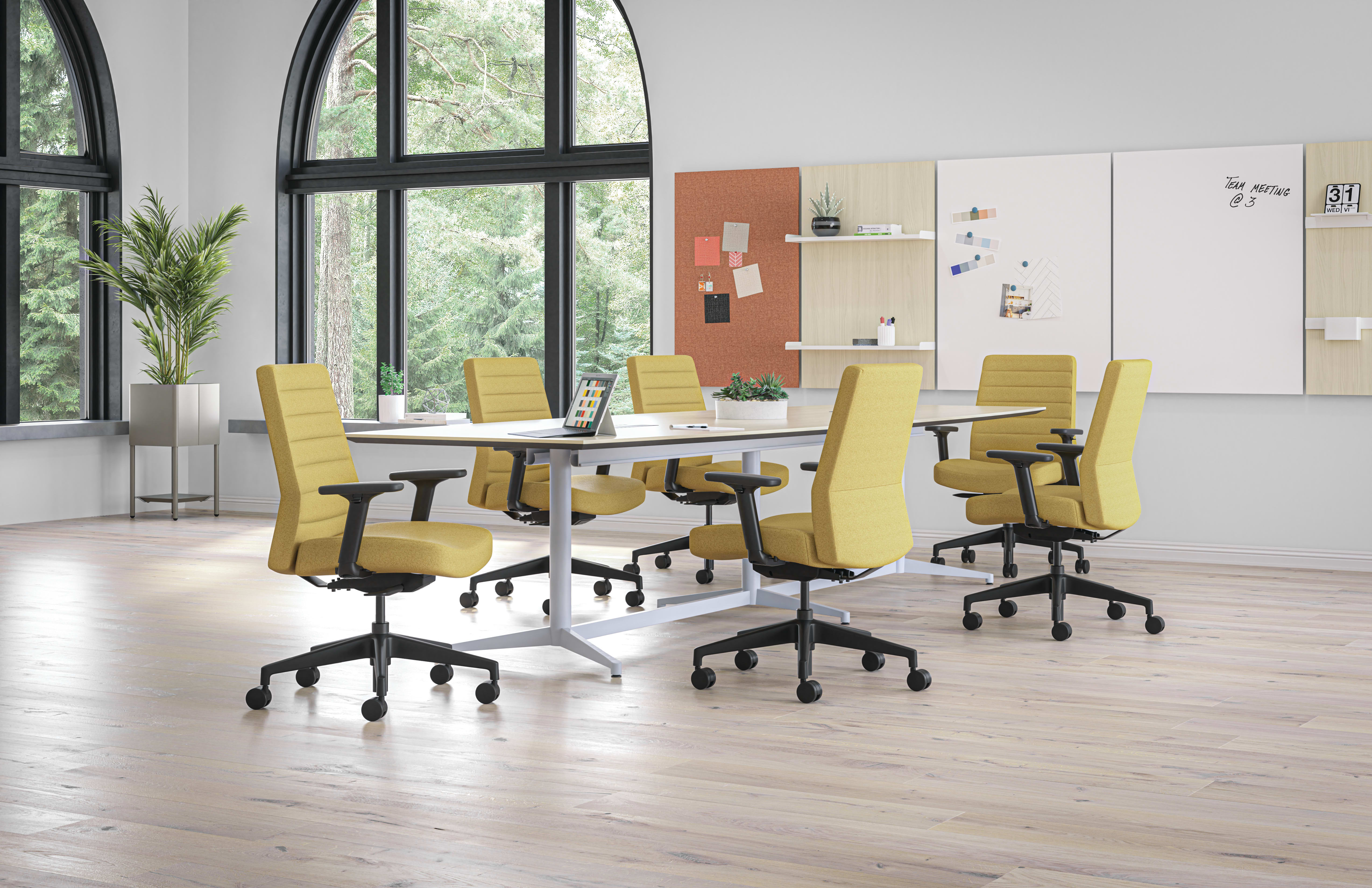 Preside conference table with Cofi Managerial Chairs and Workwall.