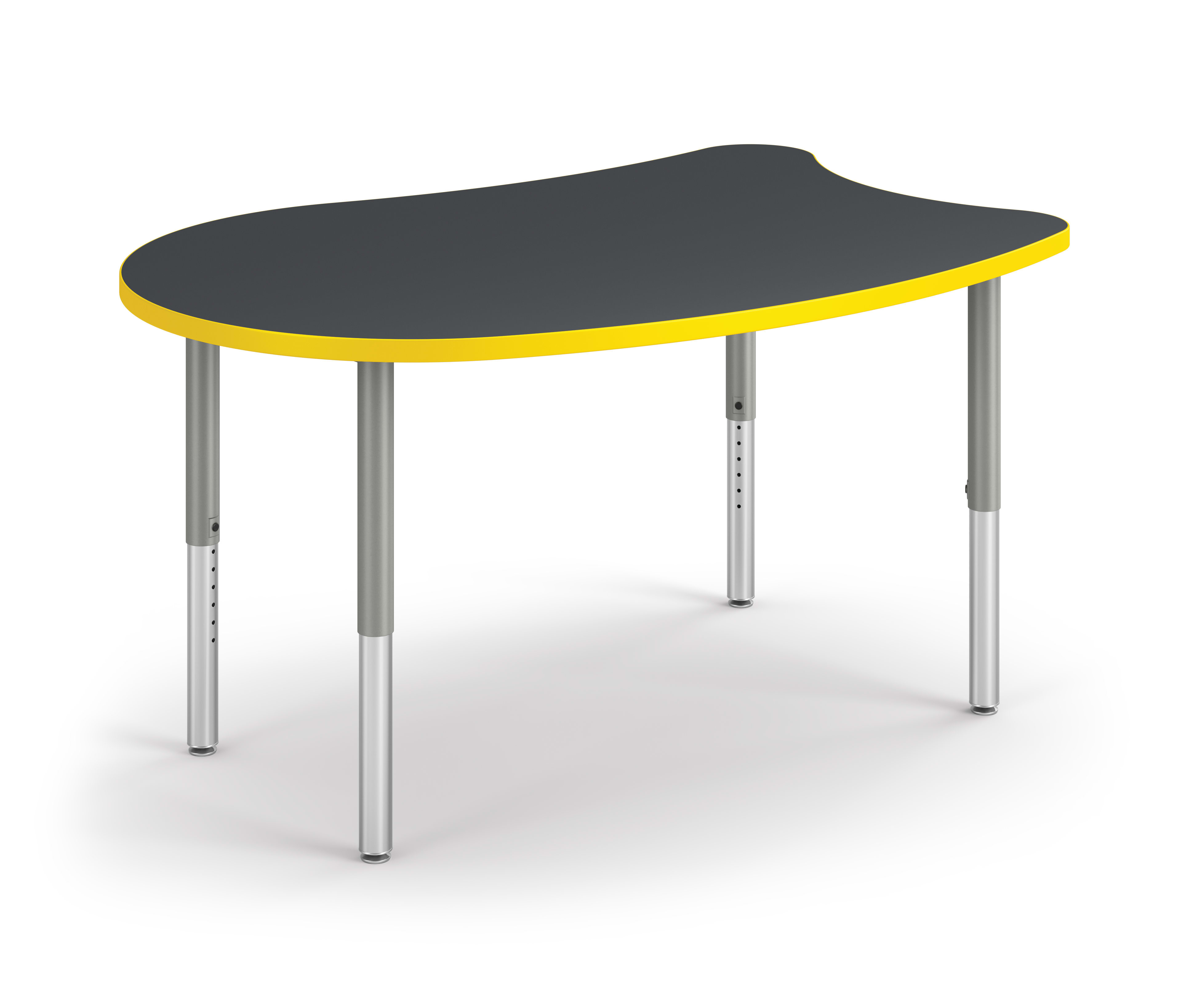 Right 3/4 View of Charcoal Spooky Build Table with Yellow Edge Band