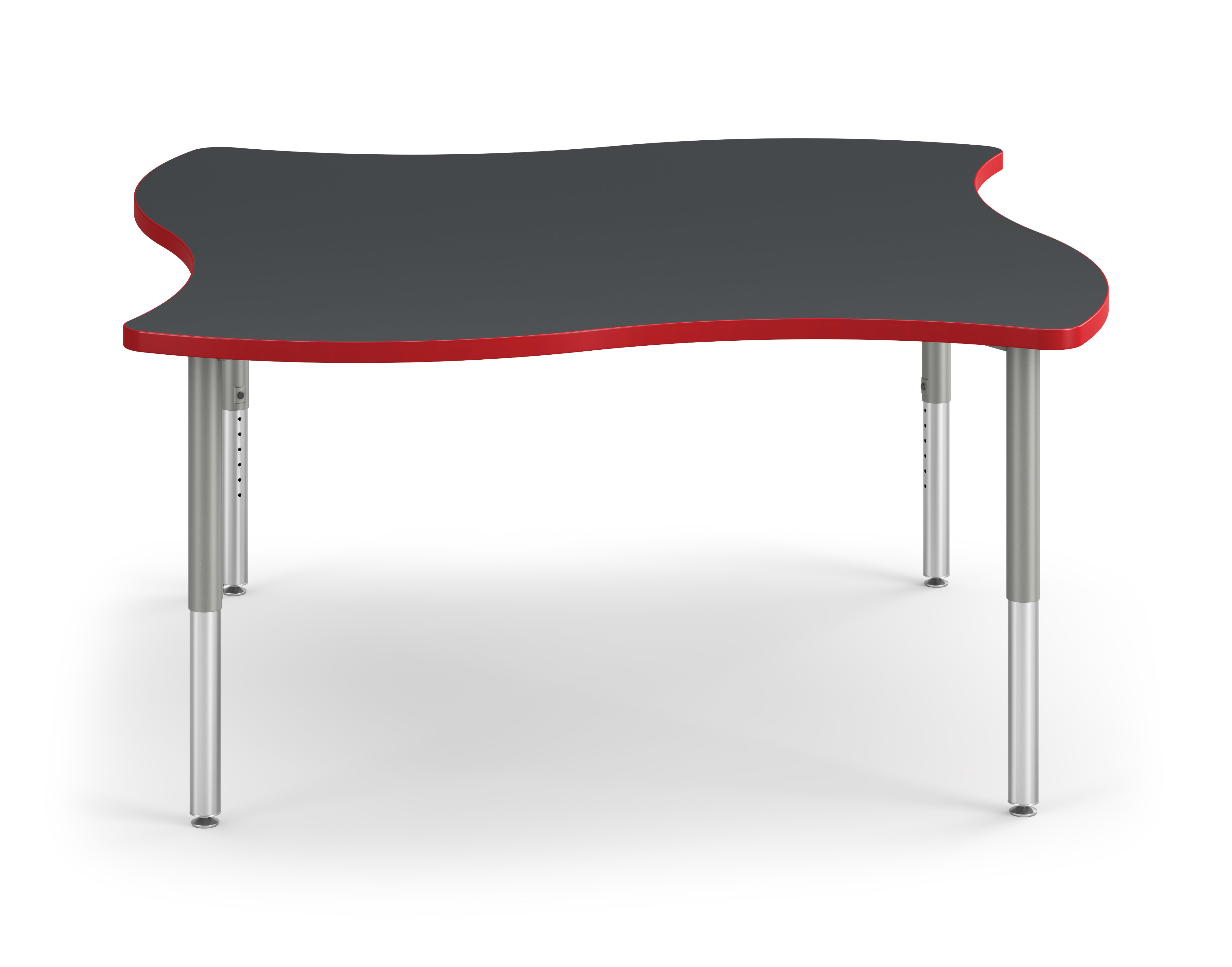 Front View of Charcoal Tide Build Table with Red Edge Band
