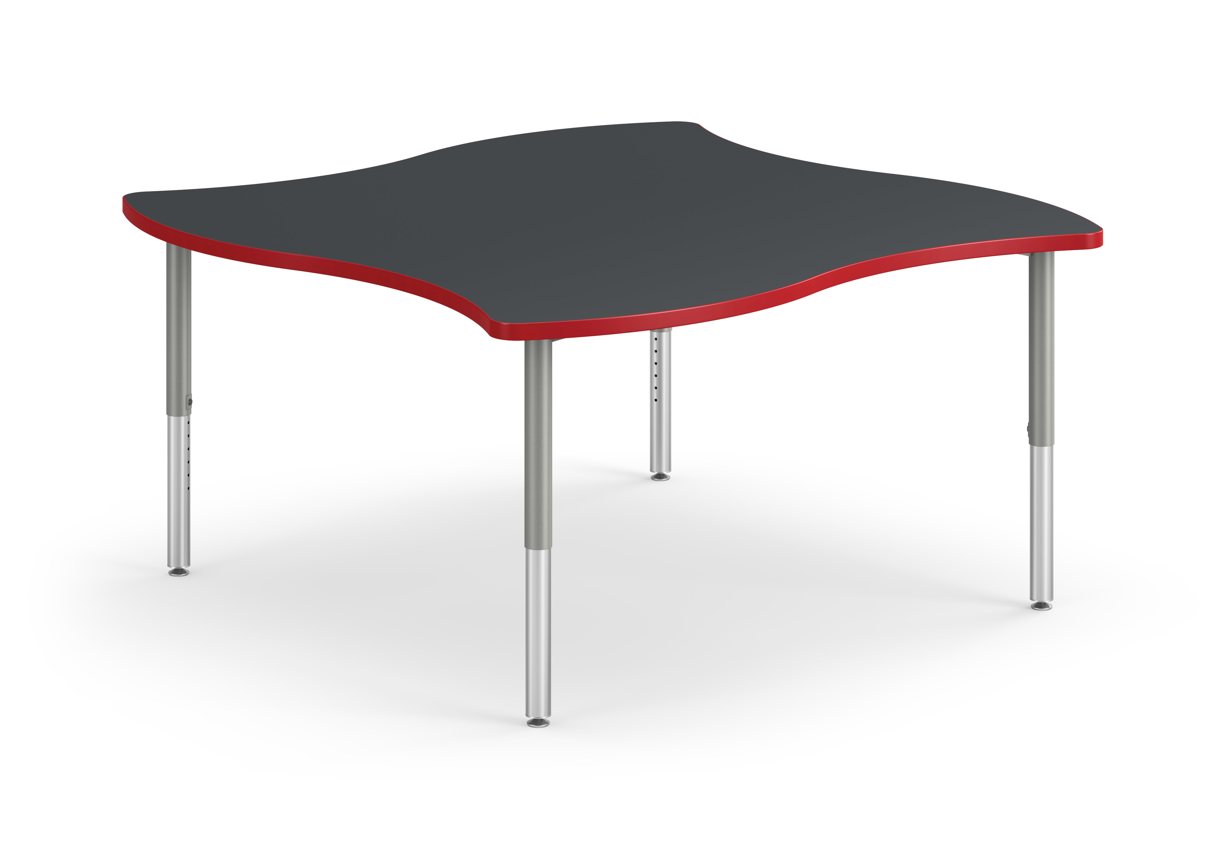 Right 3/4 View of Charcoal Tide Build Table with Red Edge Band
