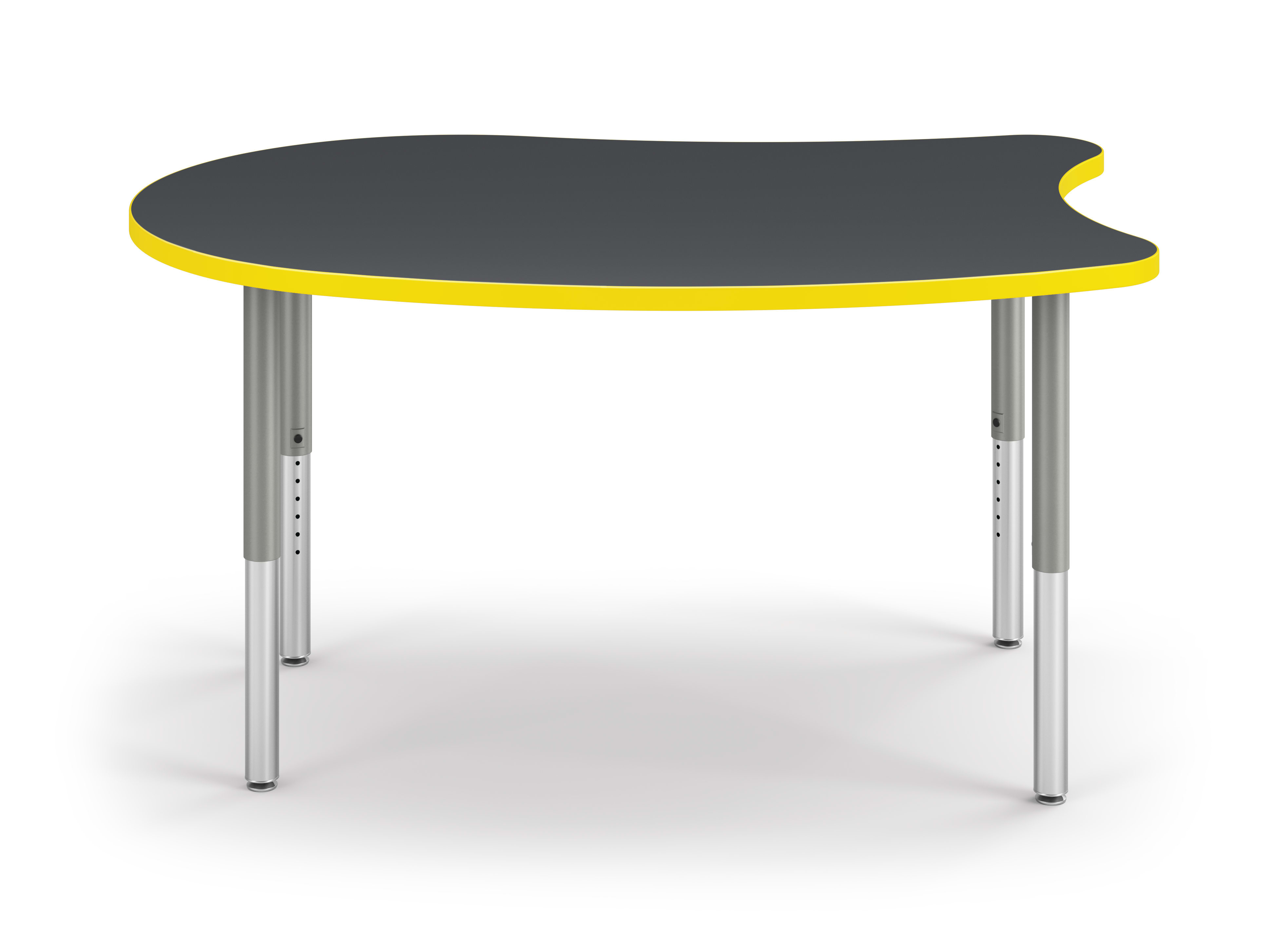 Front View of Charcoal Spooky Build Table with Yellow Edge Band