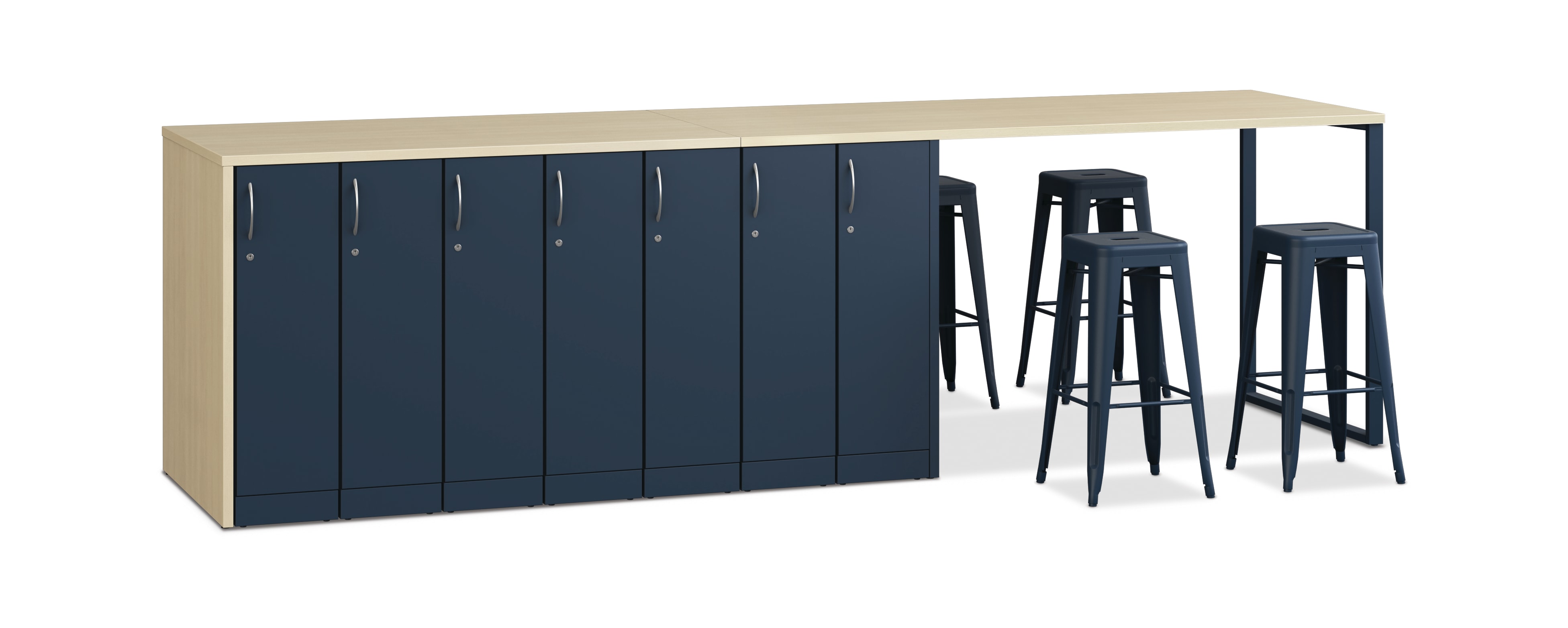 Contain Wardrobes with Build Makerspace stools and Storage Islands with O-leg