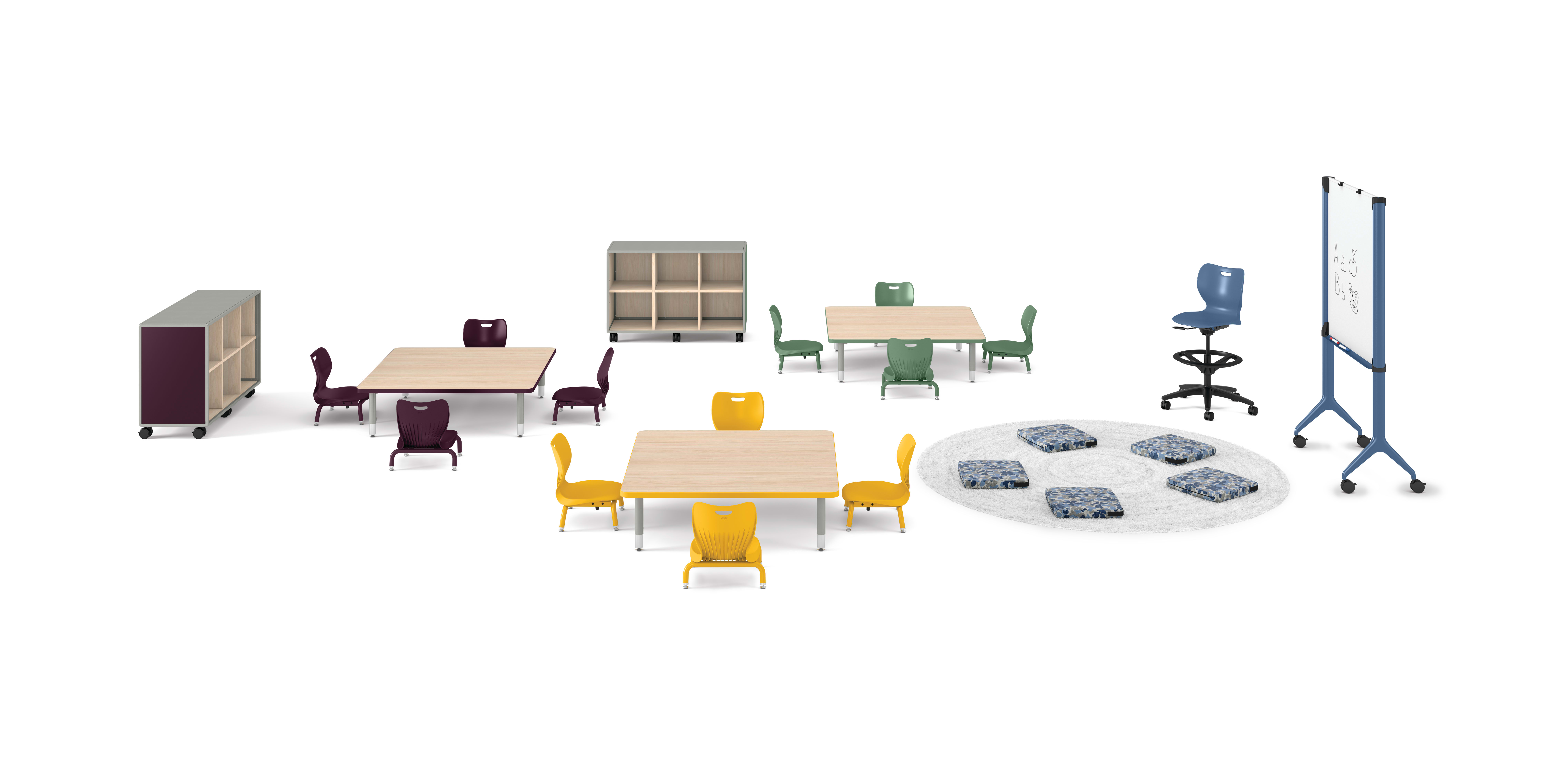Preschool Classroom with Monochromatic SmartLink Chairs and Build Square Tables