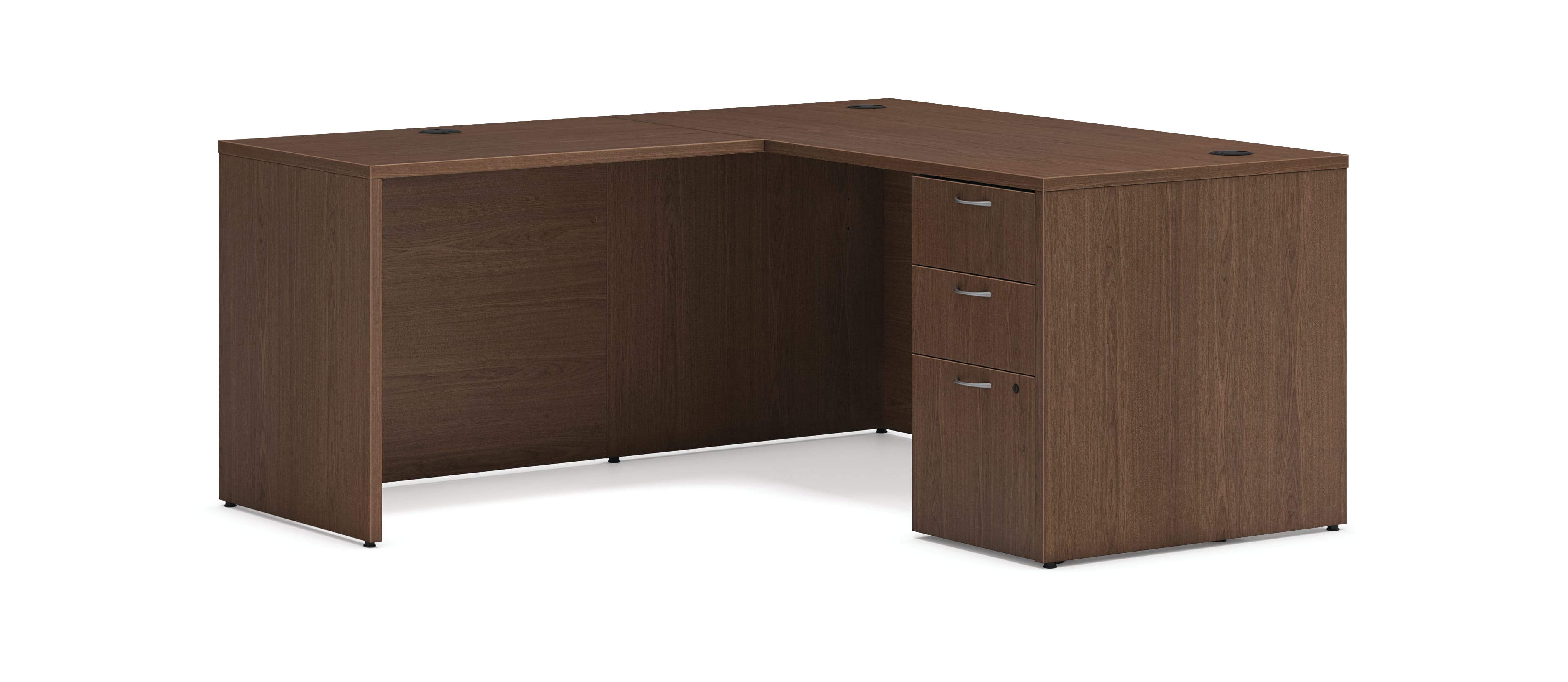 Mod single pedestal l-station in Sepia Walnut