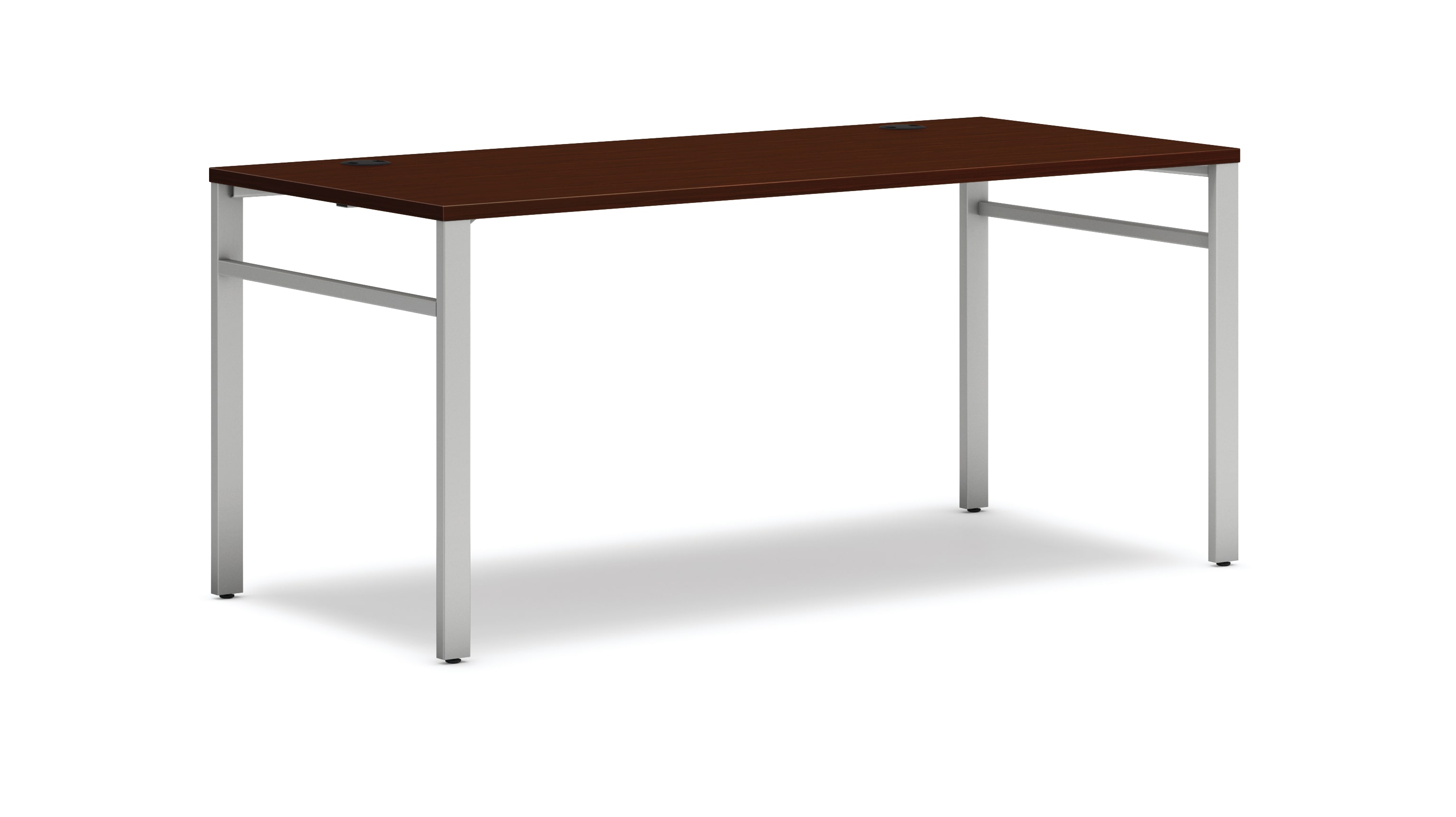 Mod table desk in Traditional Mahogany with Silver u-legs