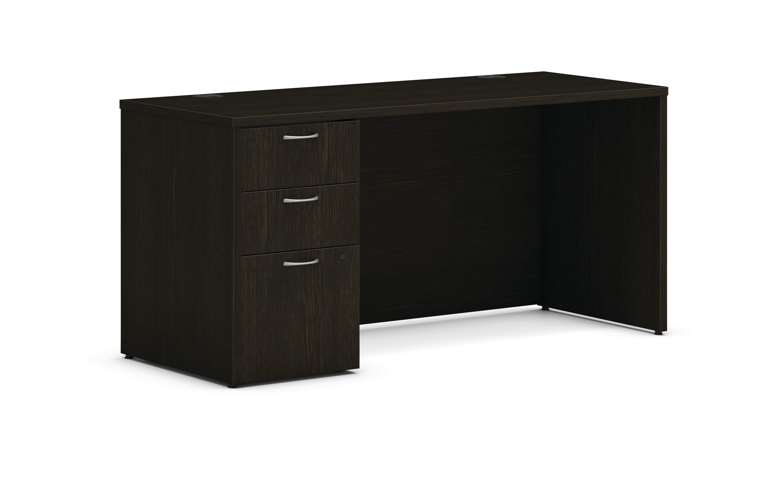 Mod single pedestal desk in Java Oak