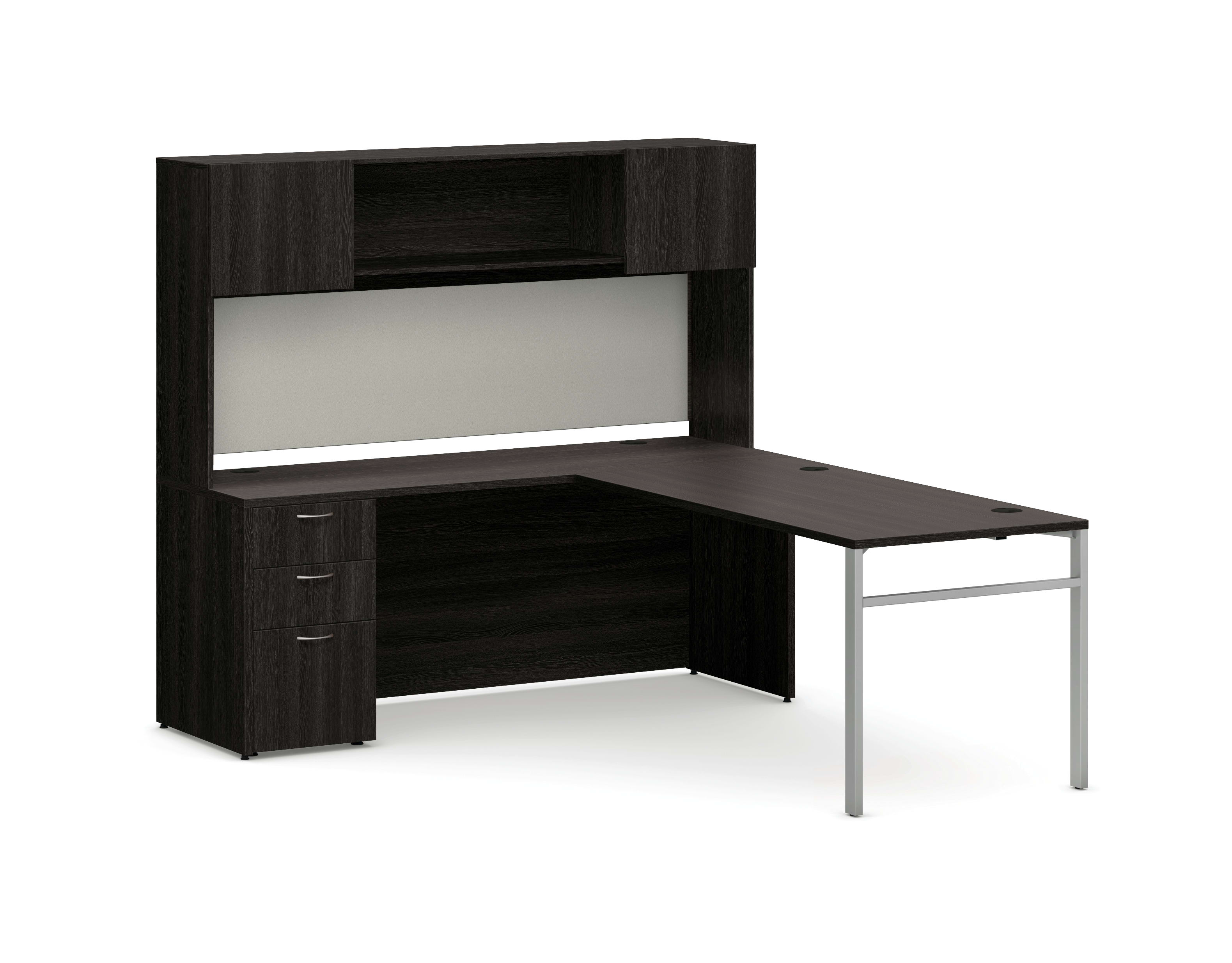 Mod L-Station Desk Typical With H-Leg