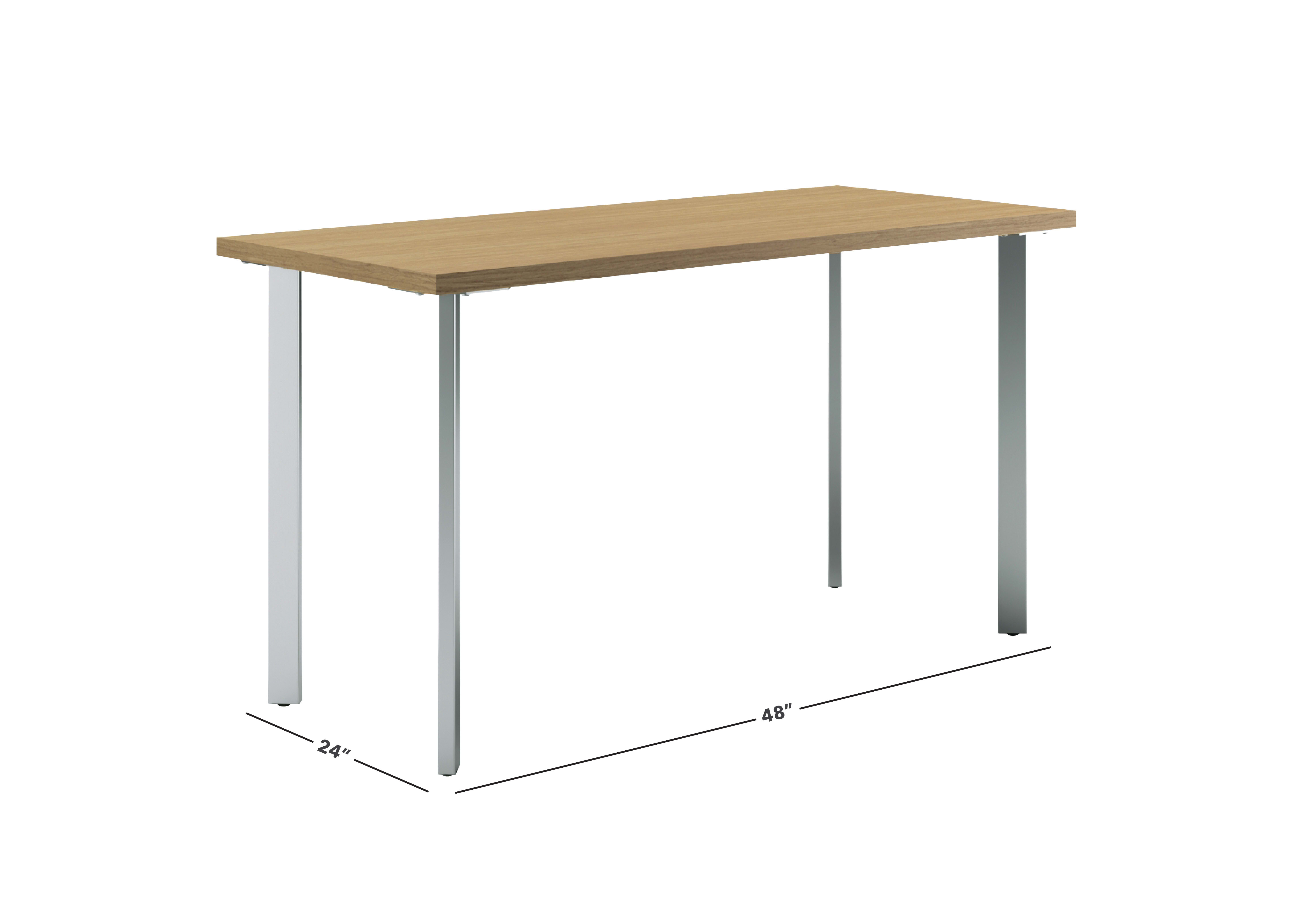 Natural recon Coze table desk with silver post legs