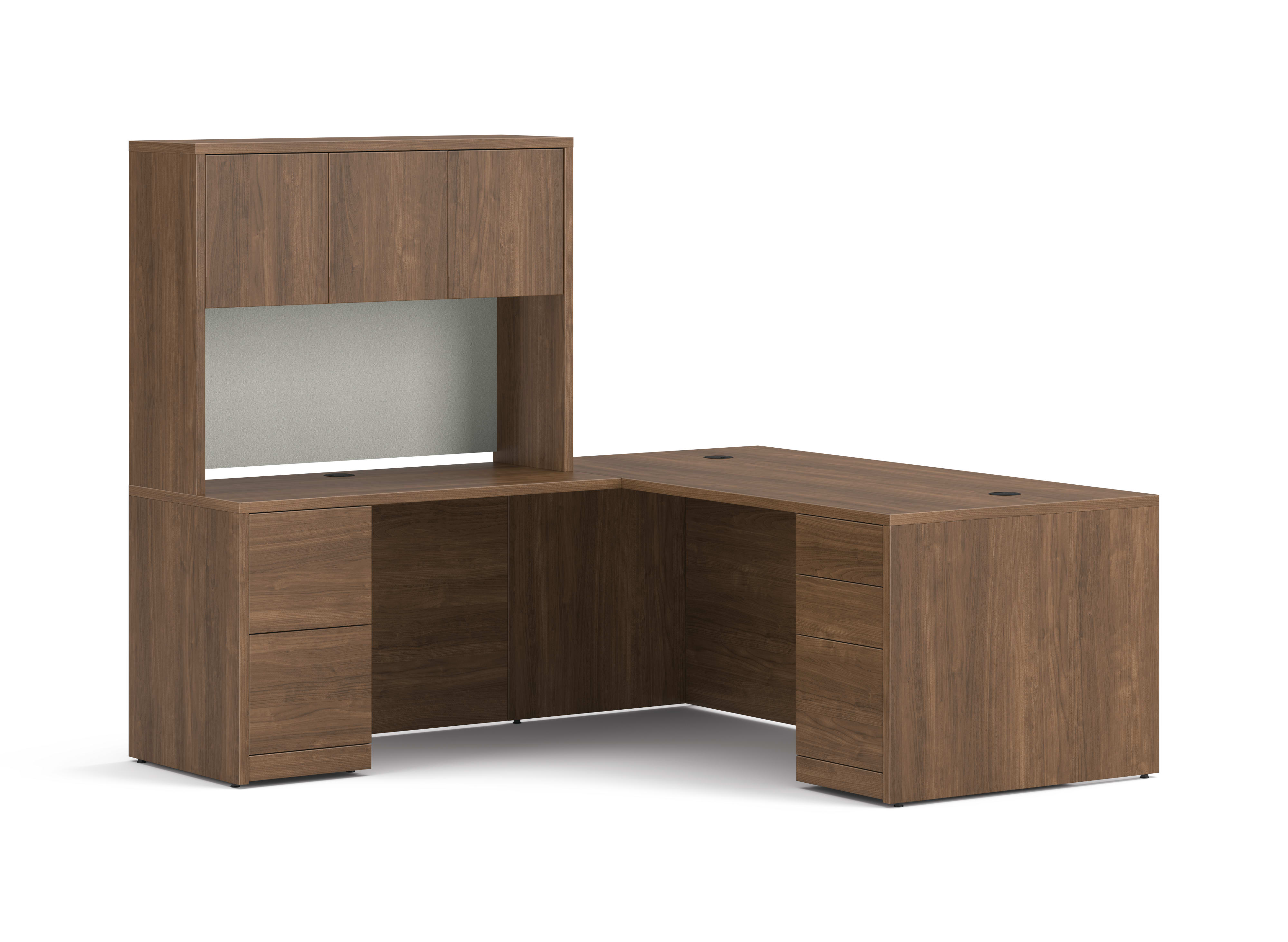 10500 Series L-Desk with Stack-on Storage in  Pinnacle Laminate.