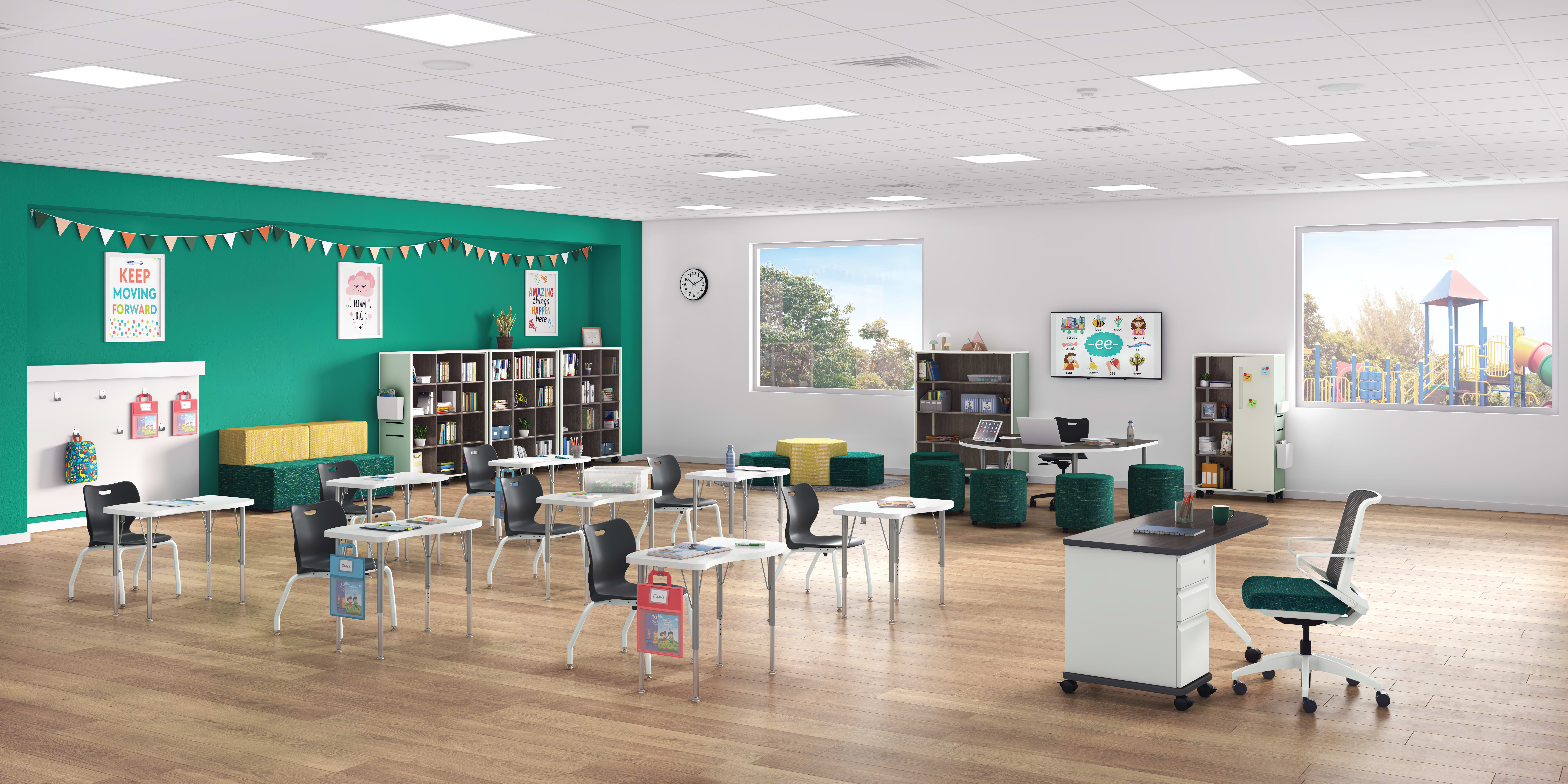 Build Table and Desks, SmartLink Desks, Cliq and SmartLink Seating and Class-ifi Storage.