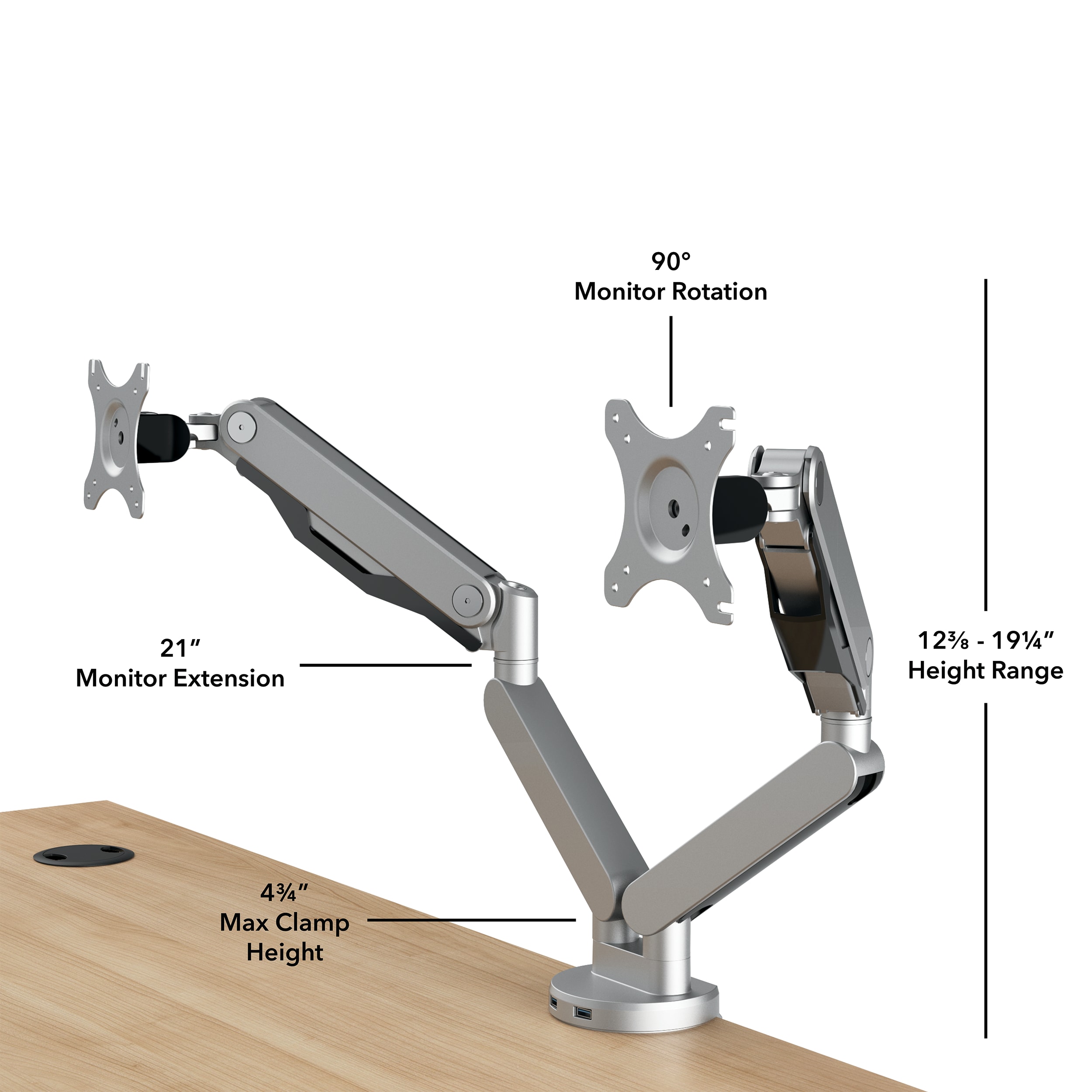 Dual Monitor Arms with USB