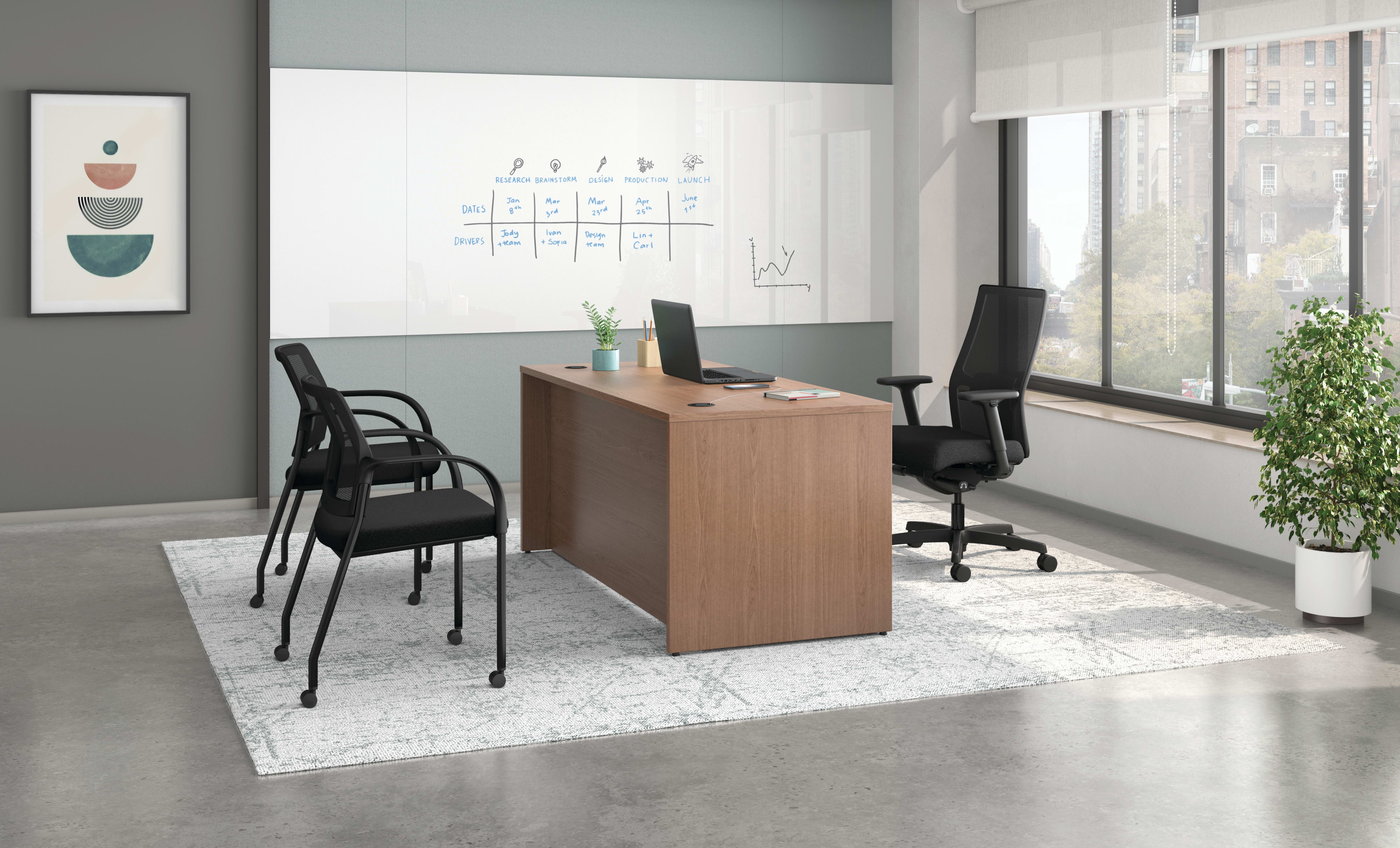 Mod desk with Ignition task and guest seating.