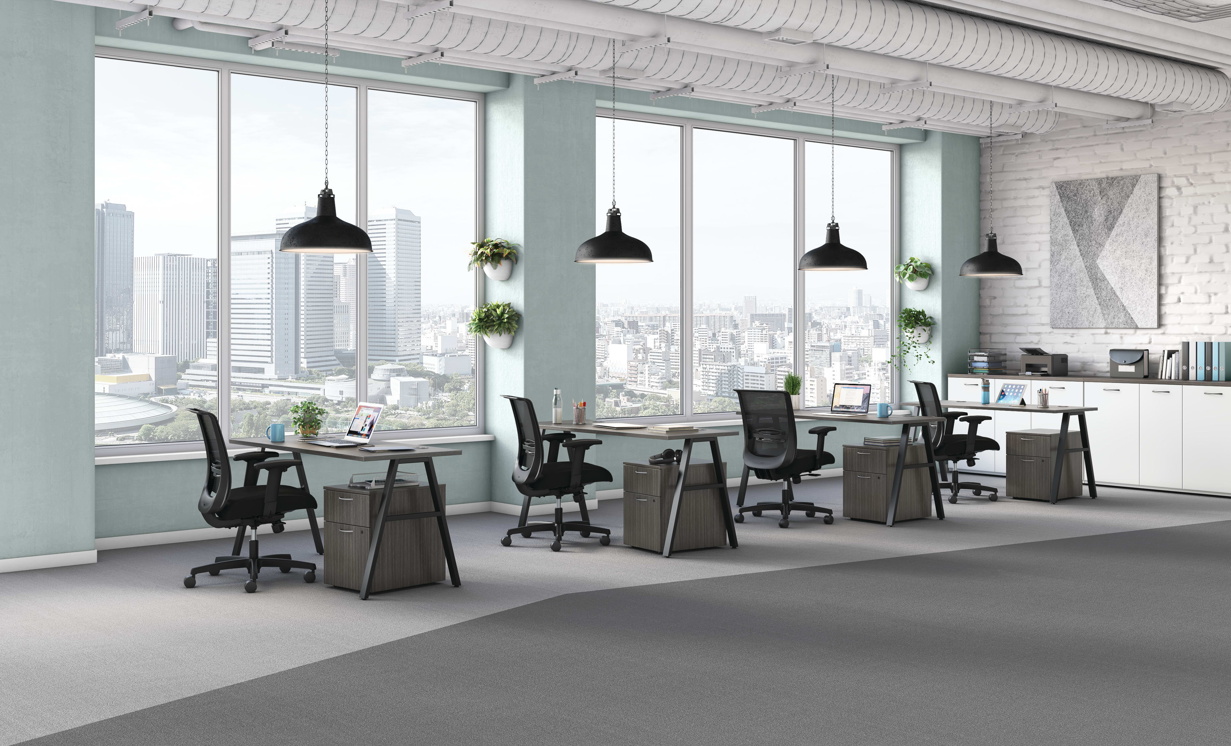 Mod desks and storage with Convergence seating.
