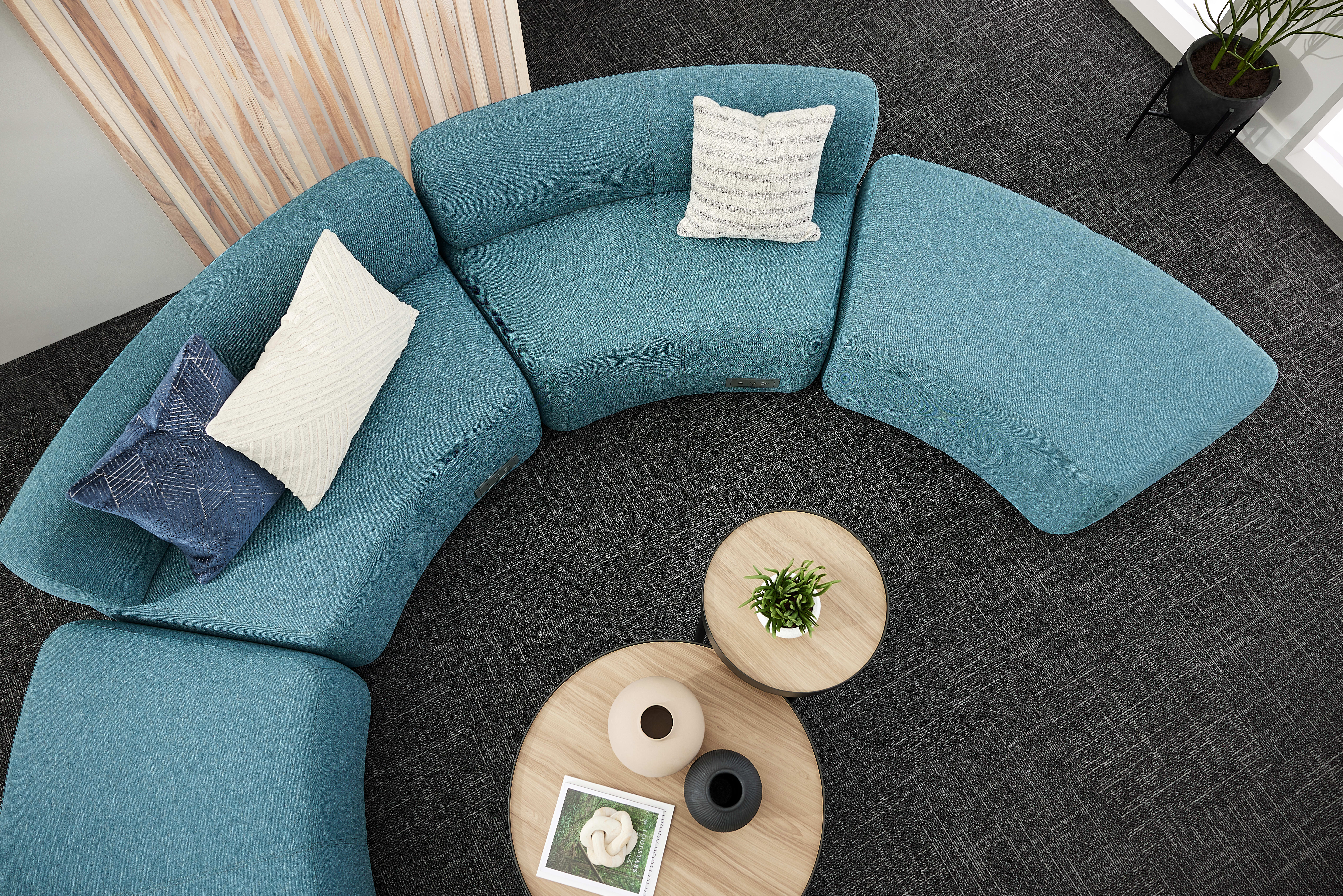 SoCo Modular Lounge with Sculpt Occasional Tables.
