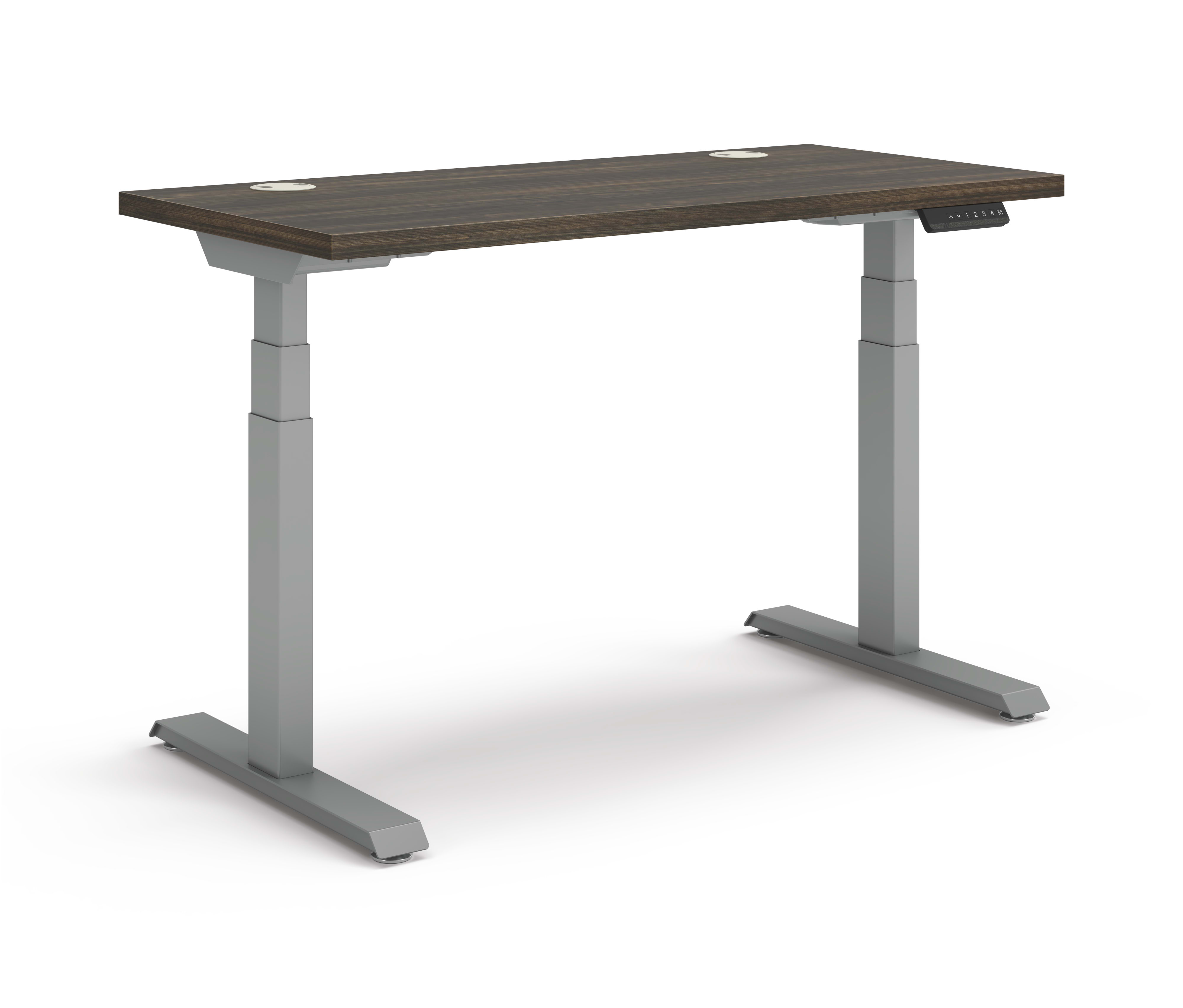Coordinate Height Adjustable Table in Florence Walnut Top and Sliver Base