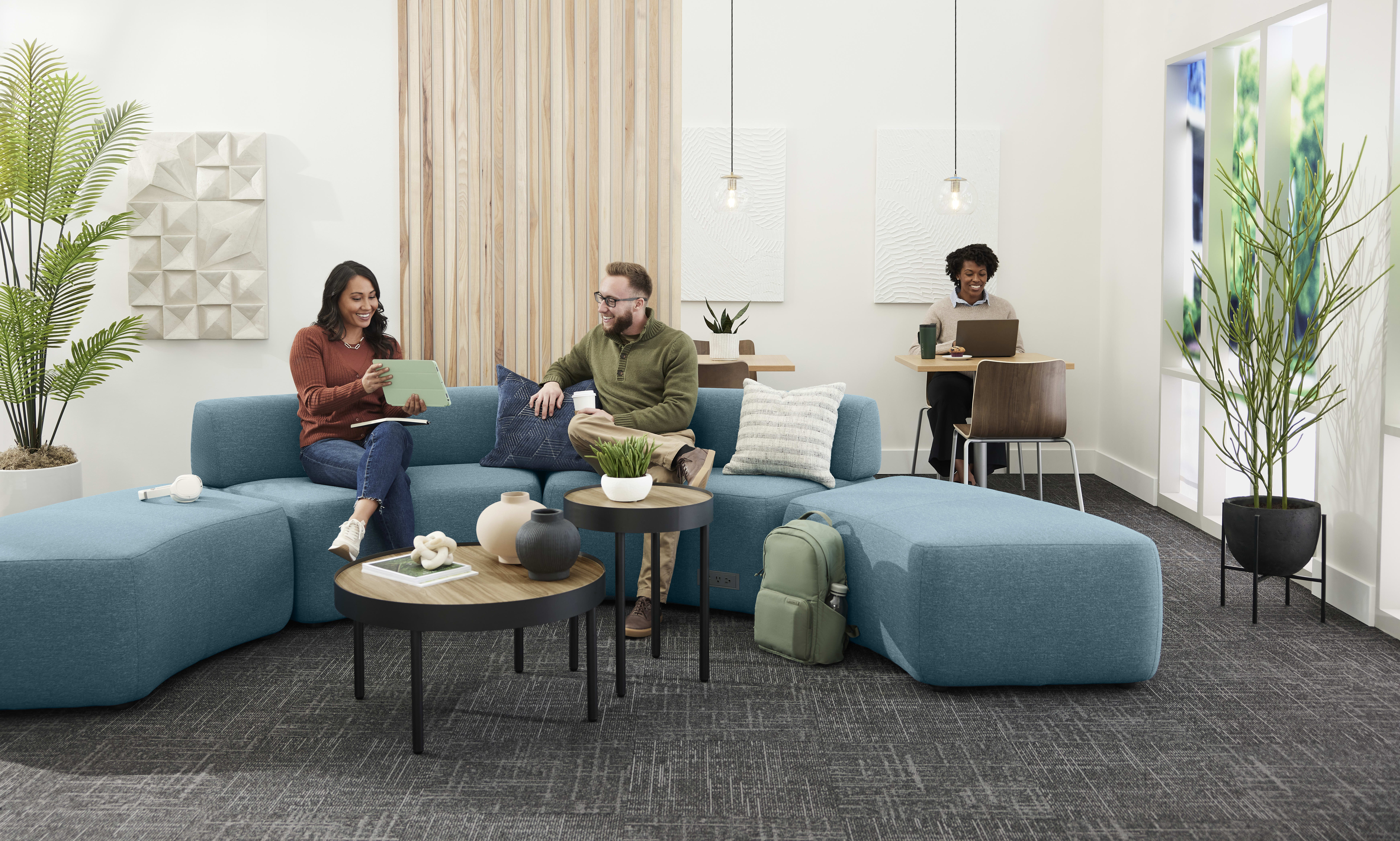 SoCo Modular Lounge with Sculpt Occasional Tables.