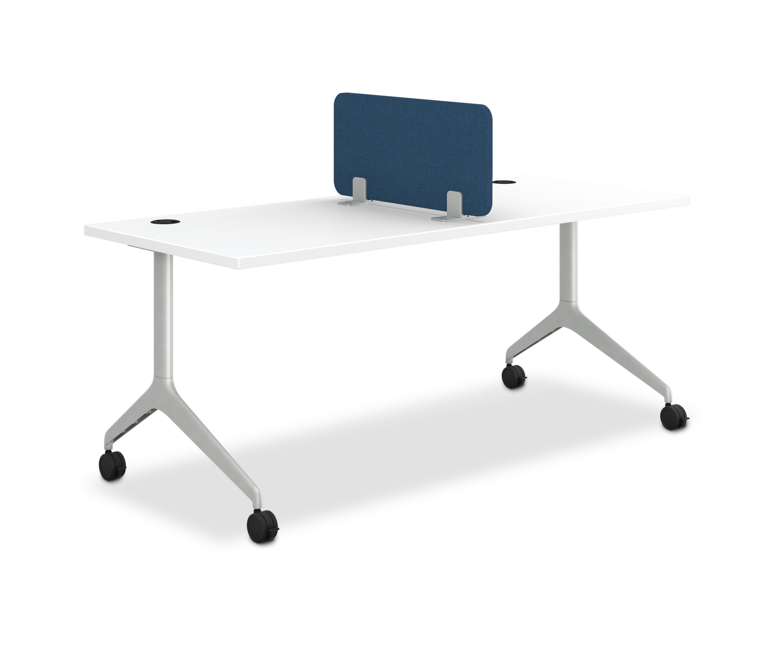 Fabric Sit-on-Surface Universal Screens shown on Motivate Table