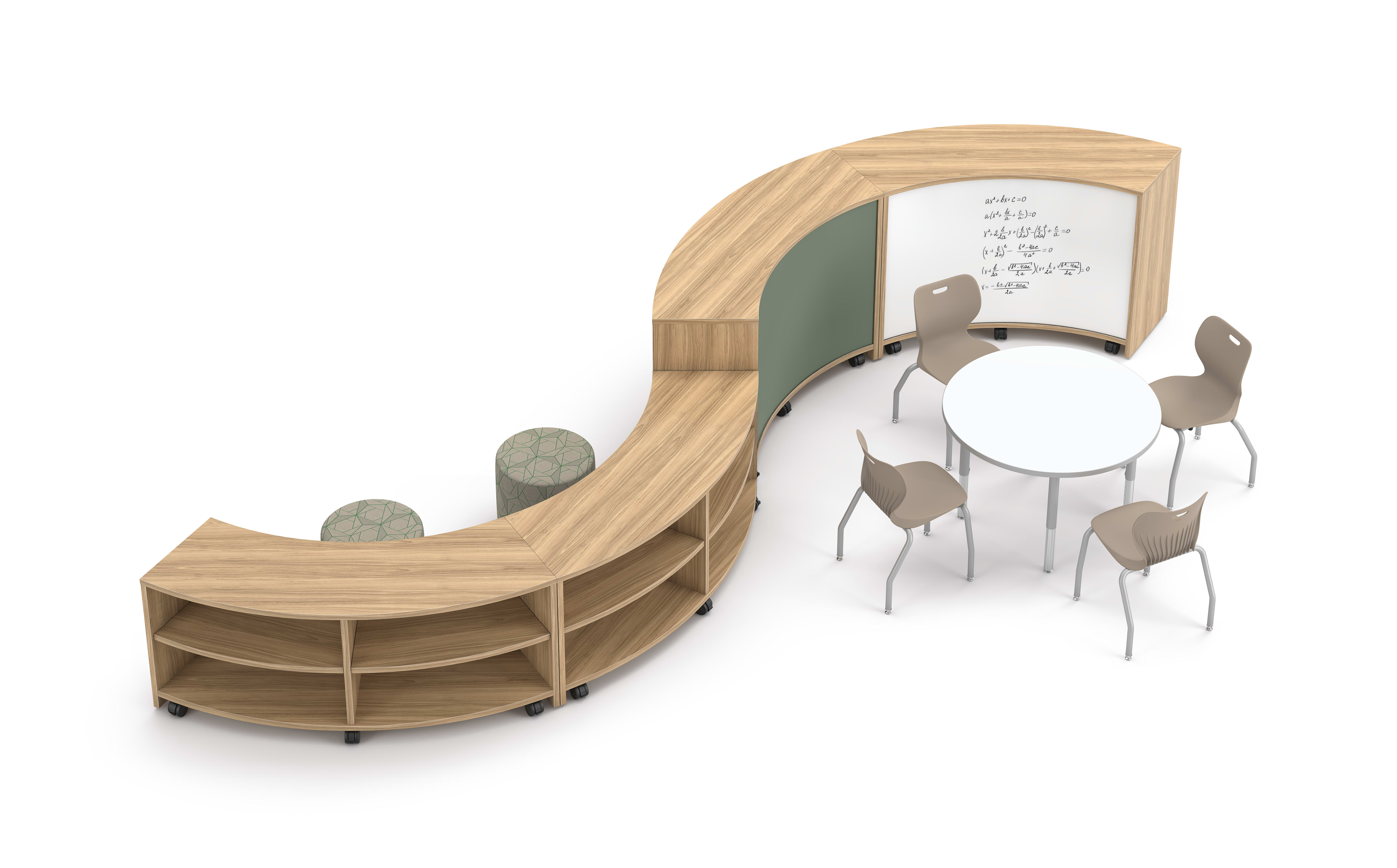 Storyline storage with SmartLink chairs, Flock minis, and Build table.