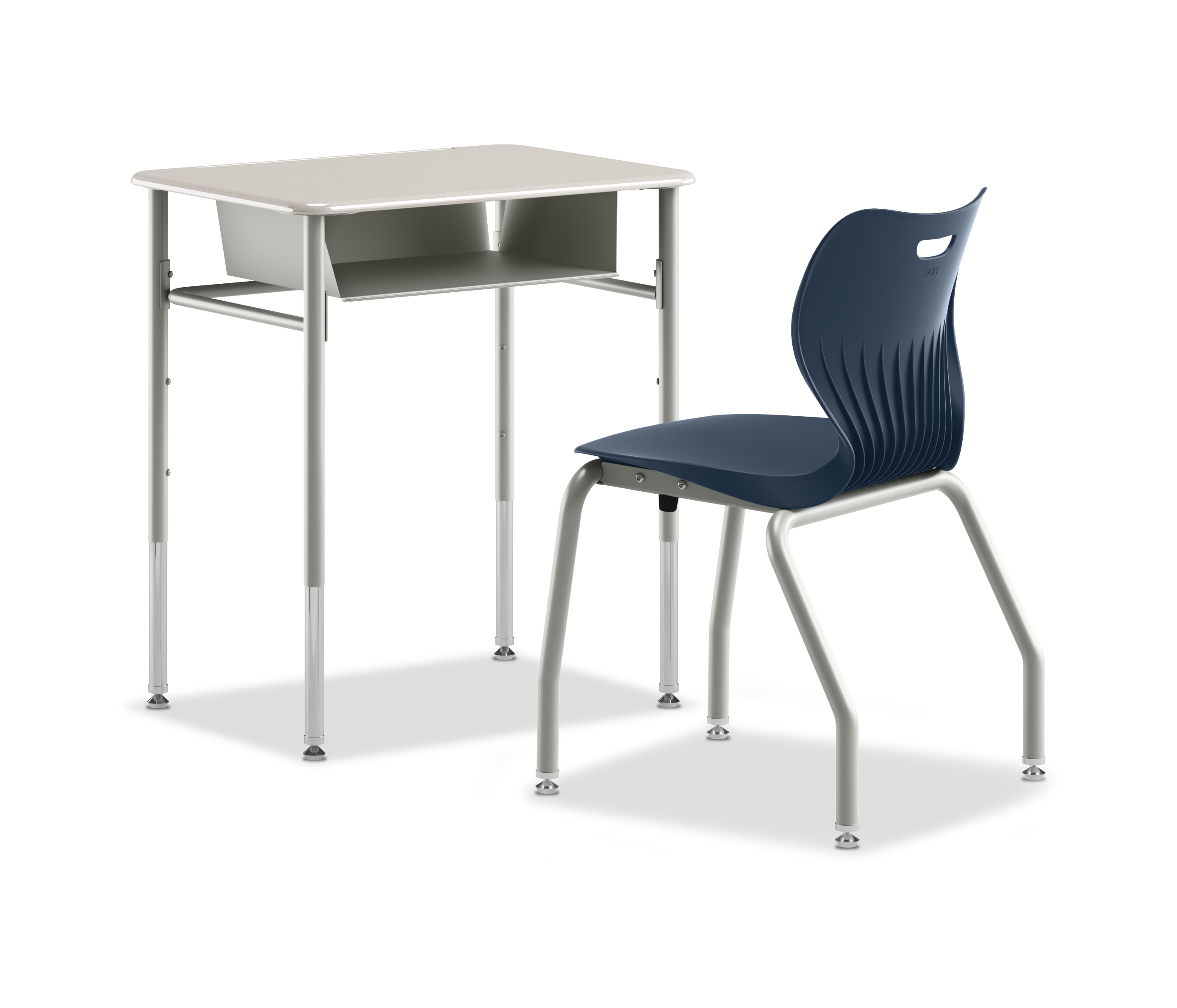 SmartLink Student Desk with SmartLink Book Box attached paired with a SmartLink chair