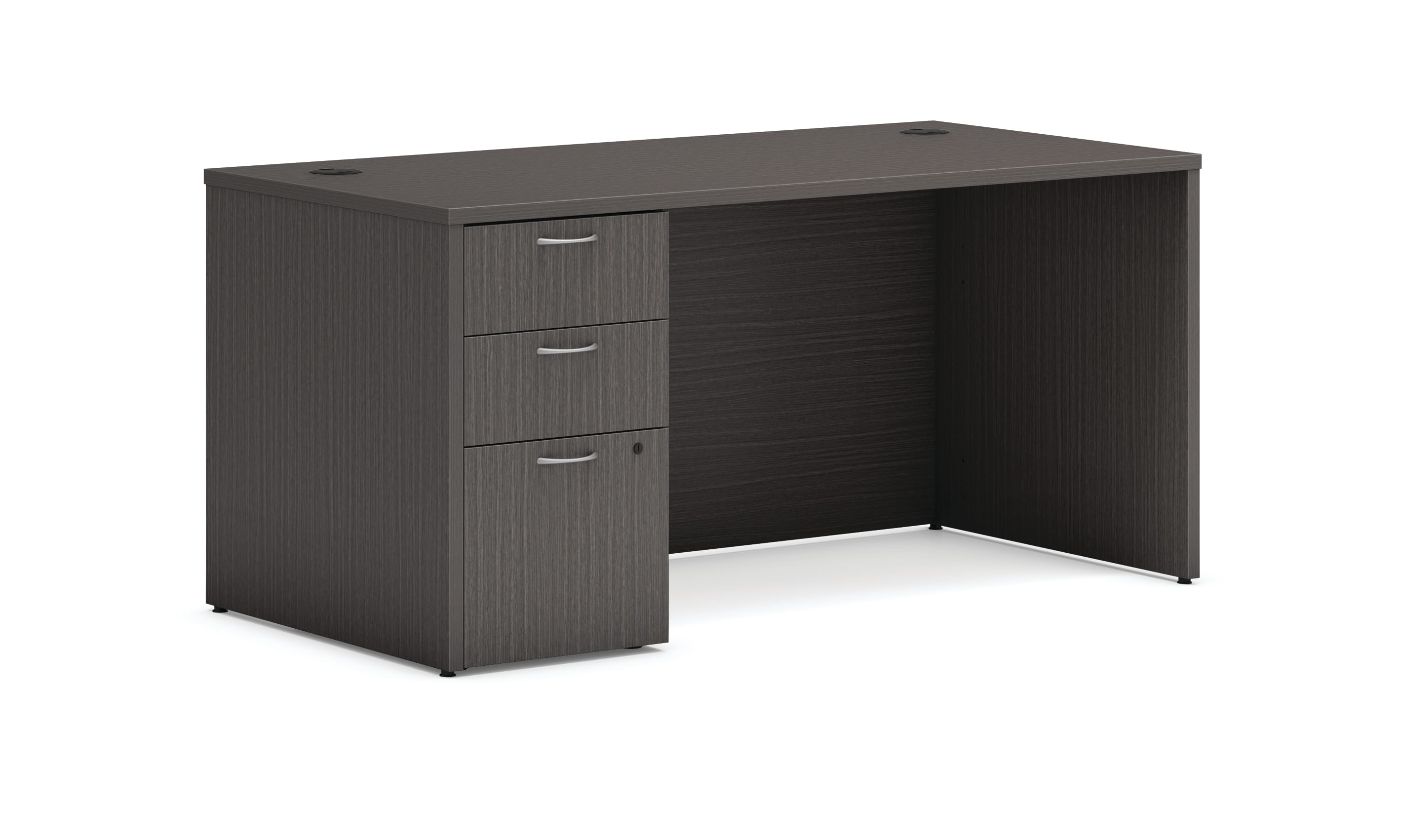 Mod single pedestal desk in Slate Teak
