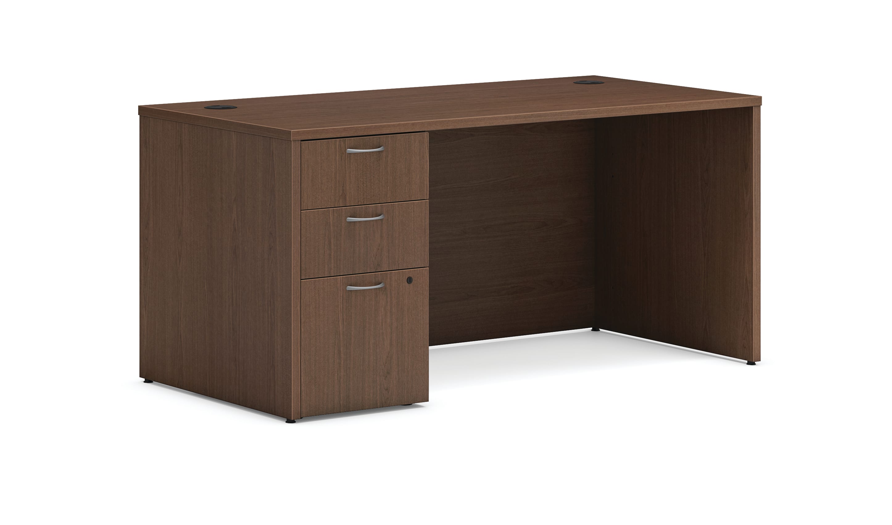 Desk shell and pedestal in LSE1 Sepia Walnut