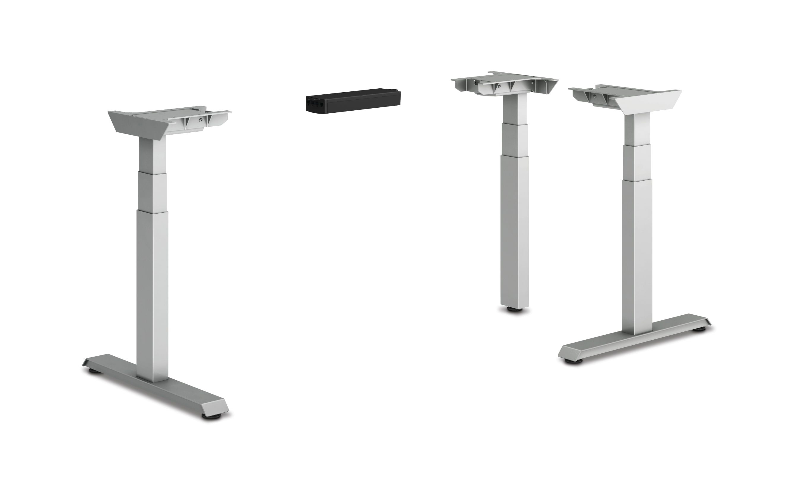 HON Coordinate height-adjustable 3-leg/3-stage, T-Foot table base in Silver finish.