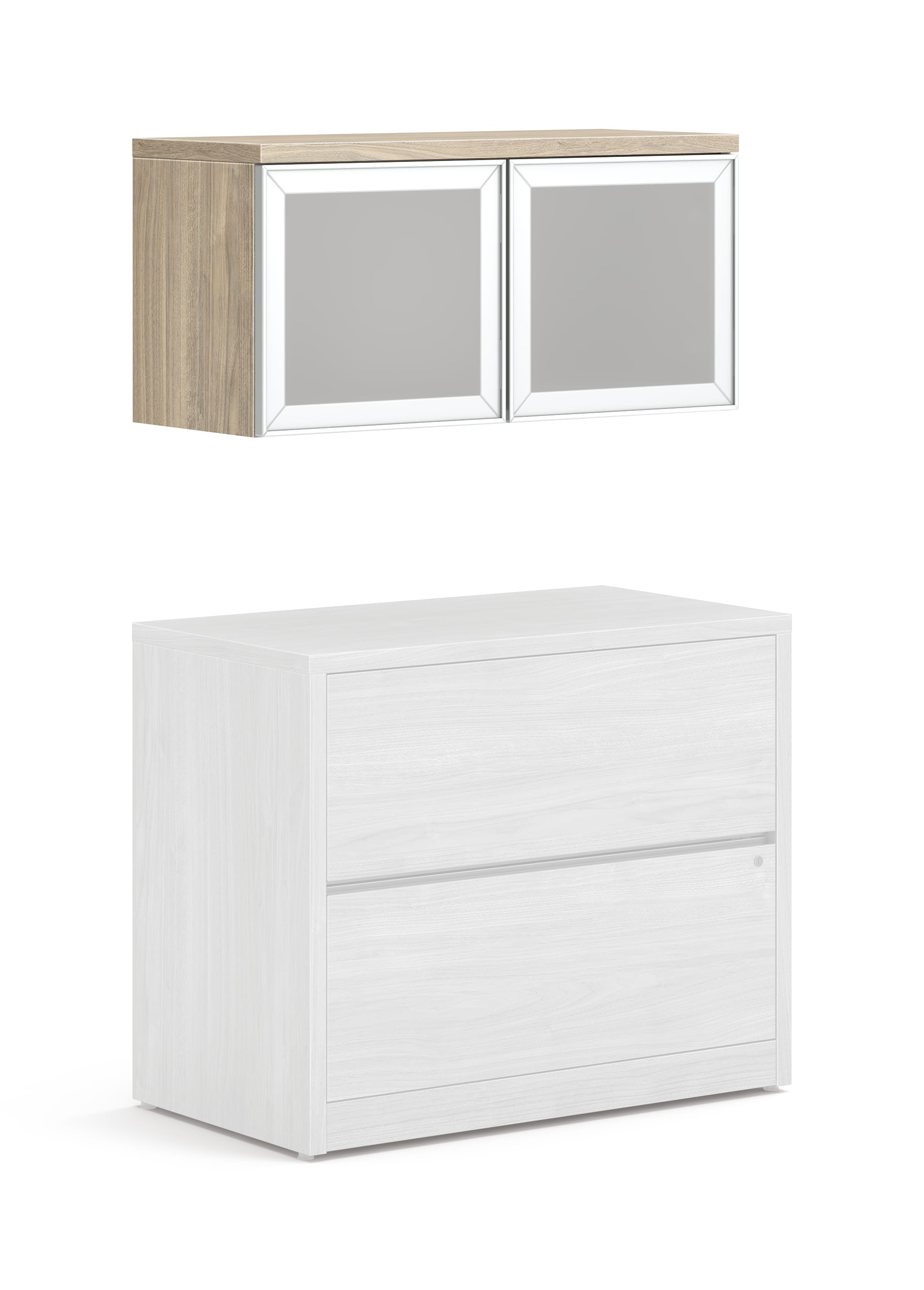 10500 Series wall-mounted storage with frosted doors