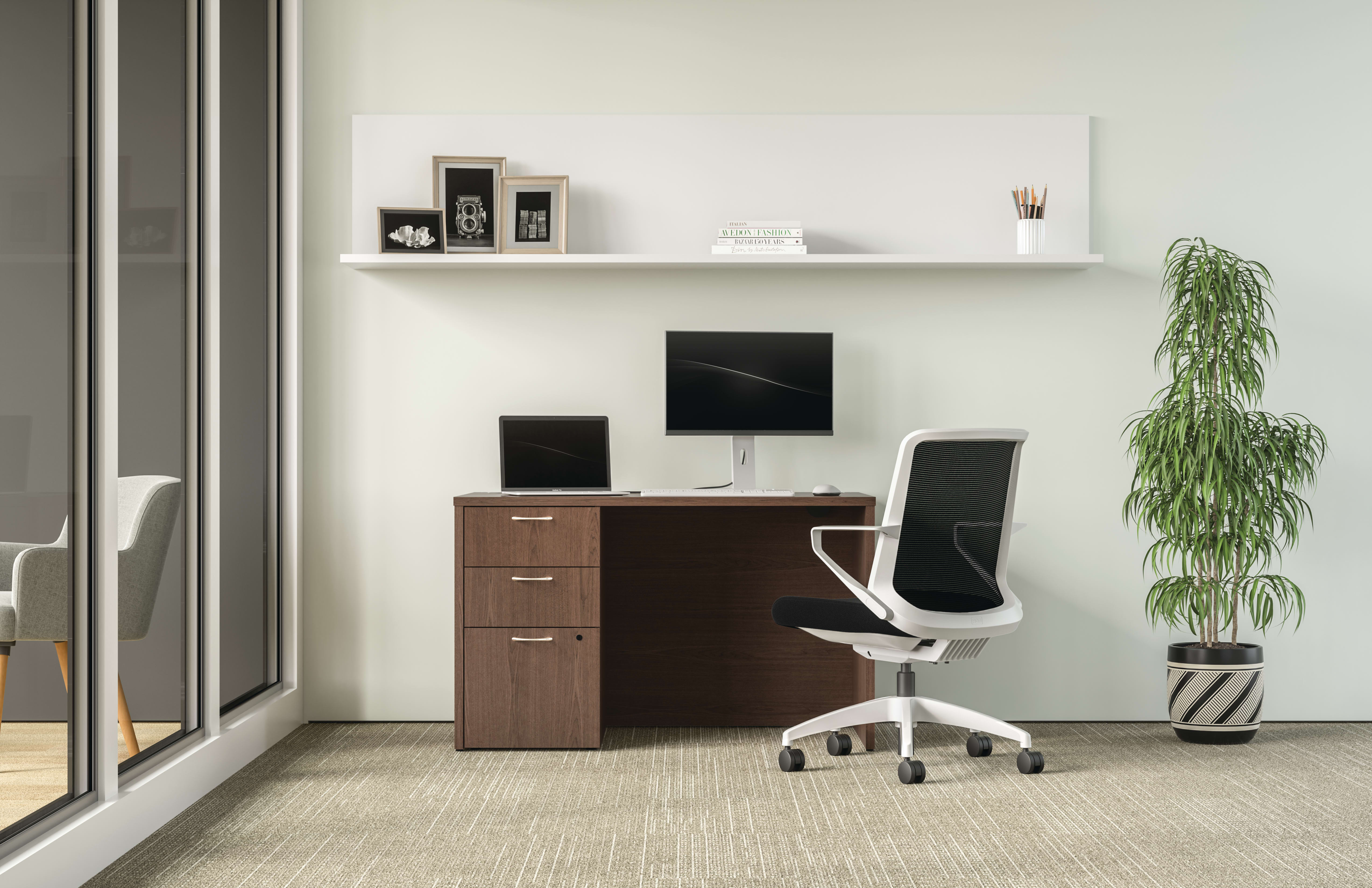 Mod in Sepia Walnut with Cliq task chair
