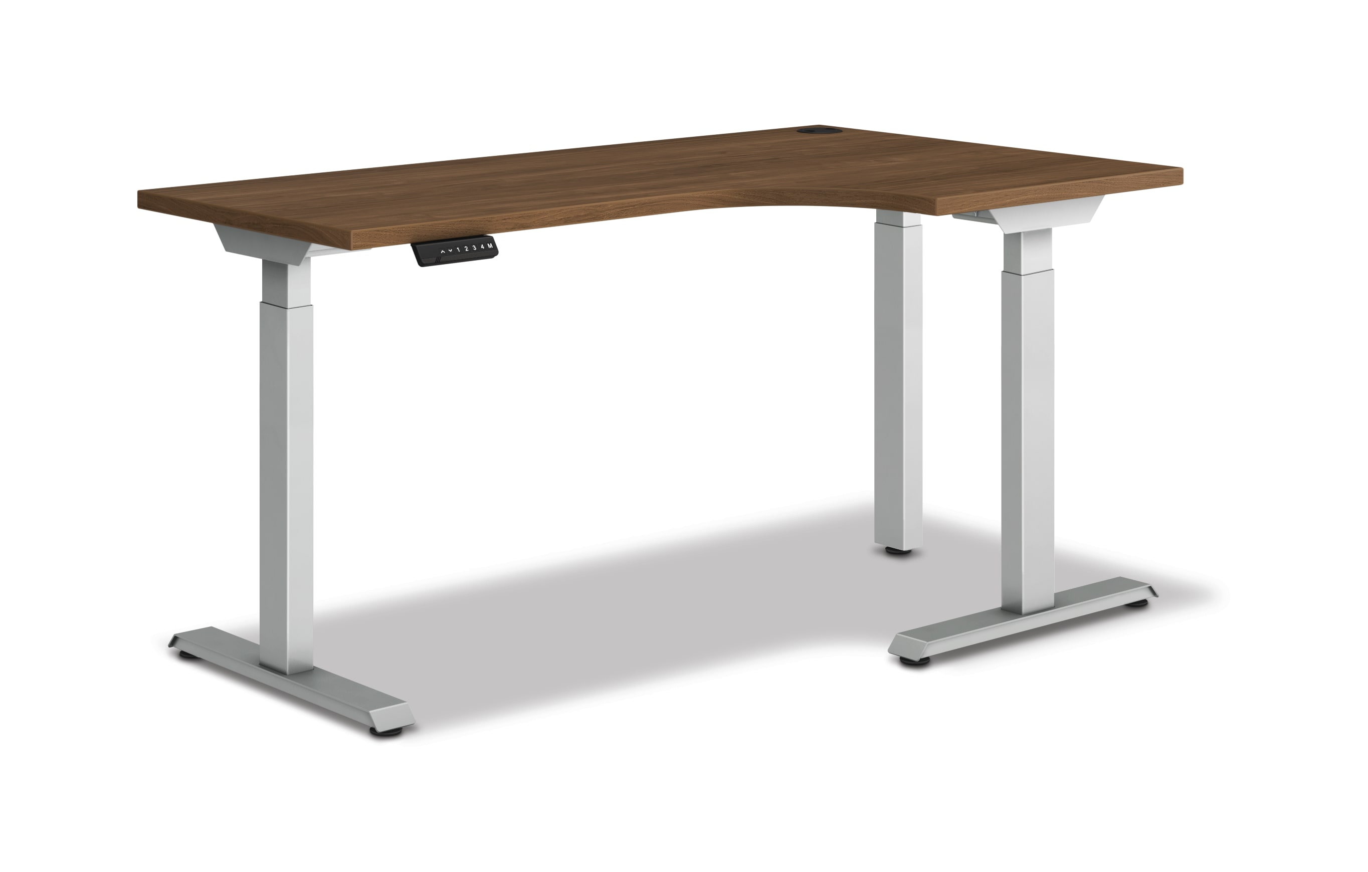HON Coordinate height-adjustable 3-leg/2-stage, T-Foot table base in Silver finish with Pinnacle top.