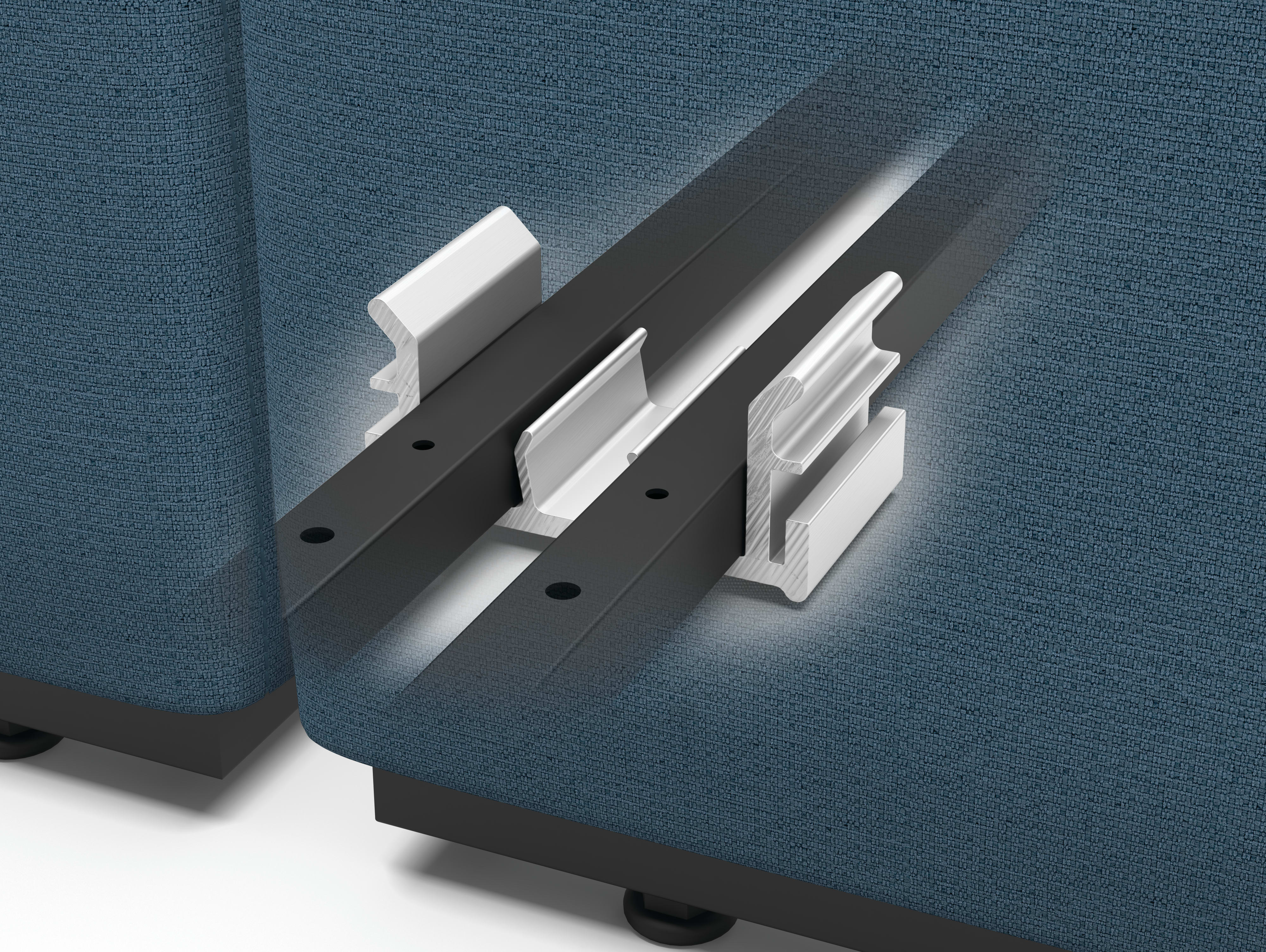 Tangram ganging bracket connecting the base frames of two Tangram Series models